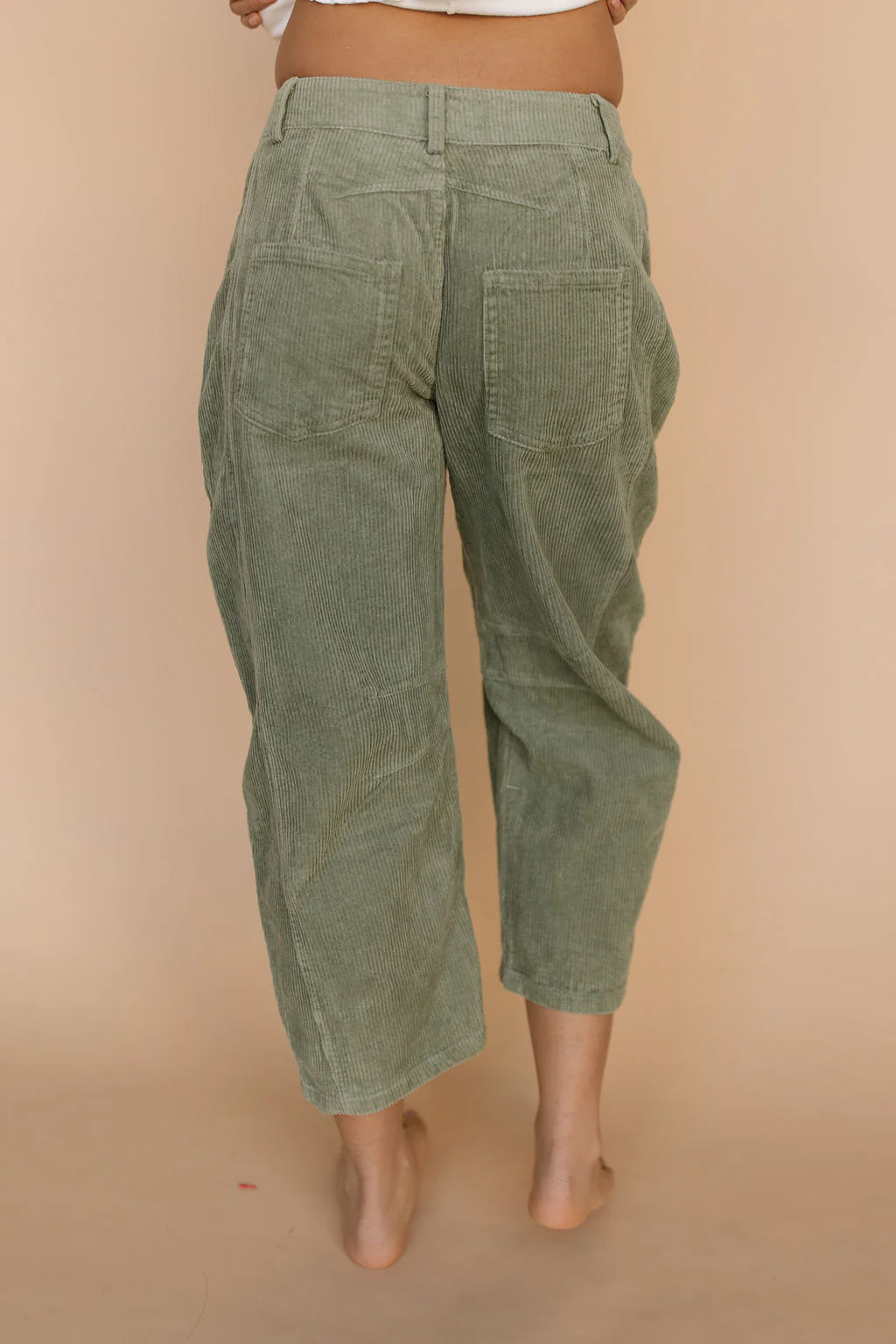 Aiden Corduroy Barrel Jeans in Olive - Image 2