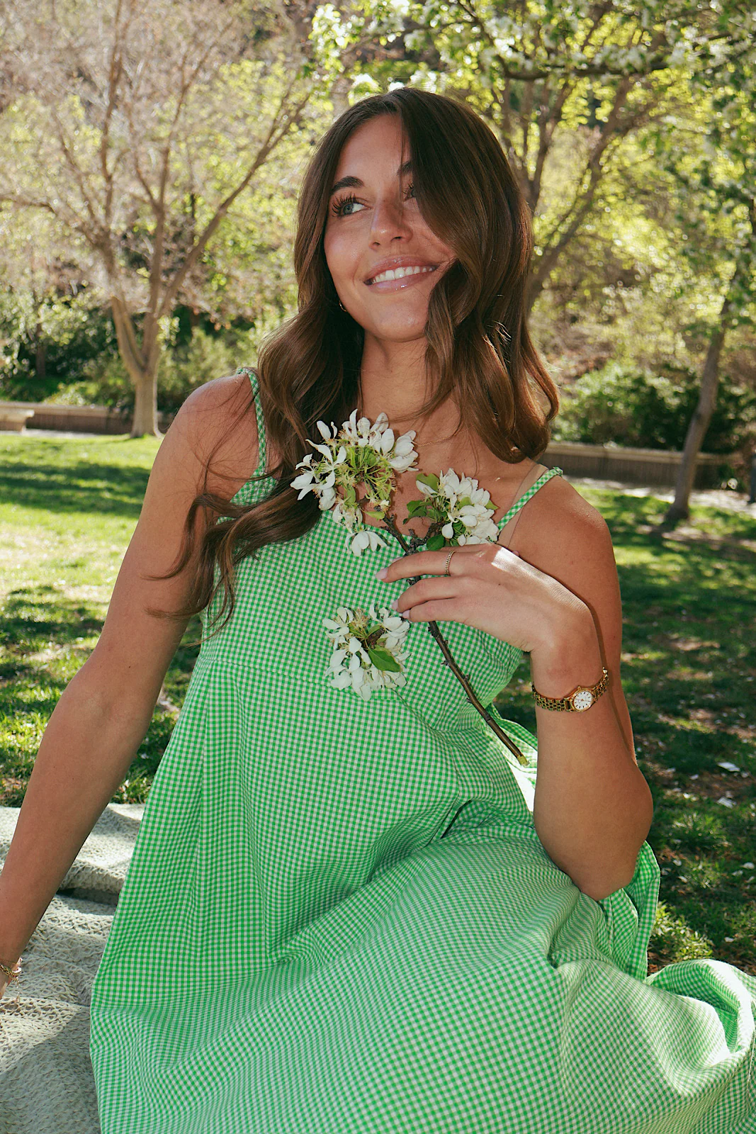 Alice Gingham Midi in Apple Green - Image 3