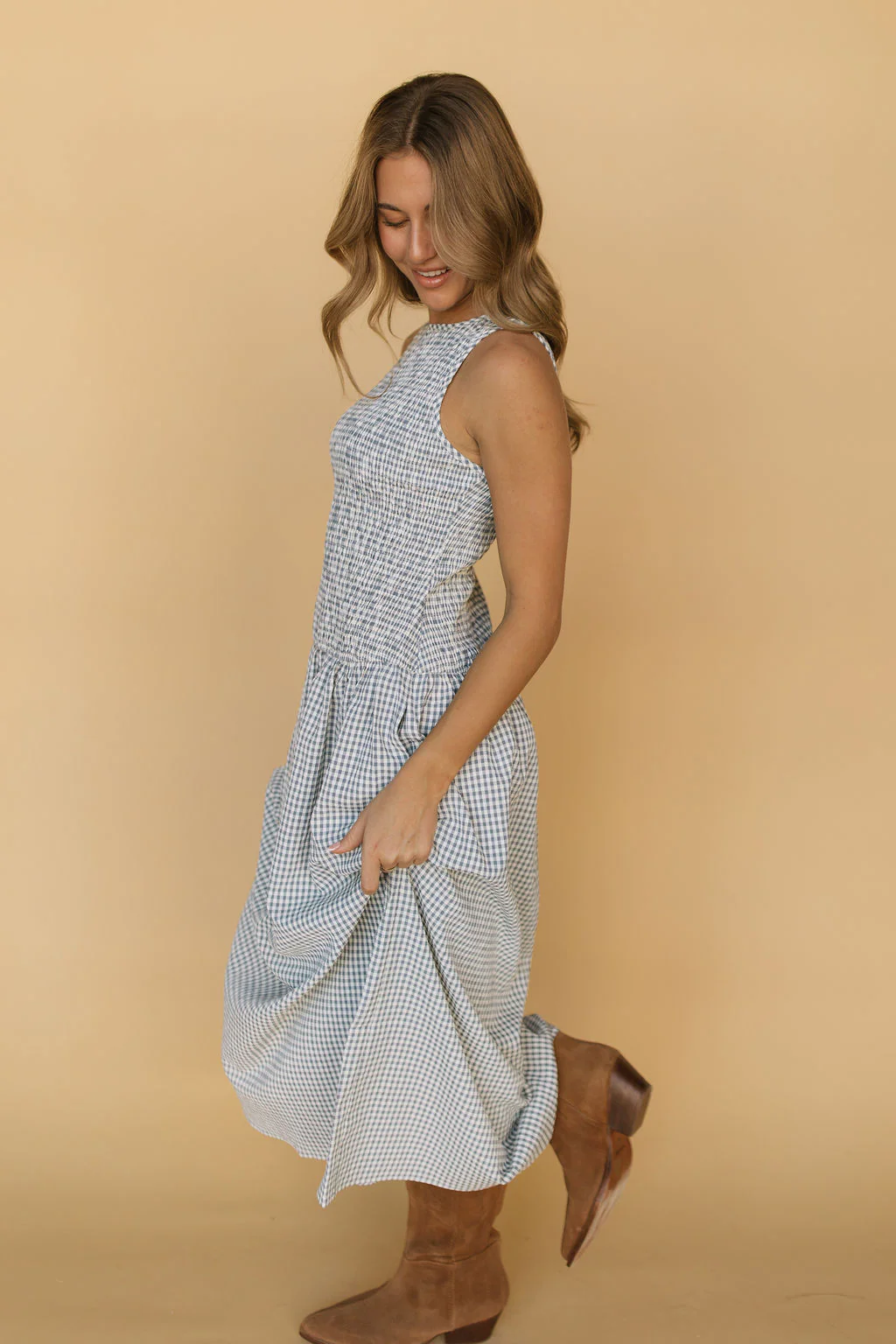 Annabelle Gingham Maxi in Blue - Image 4