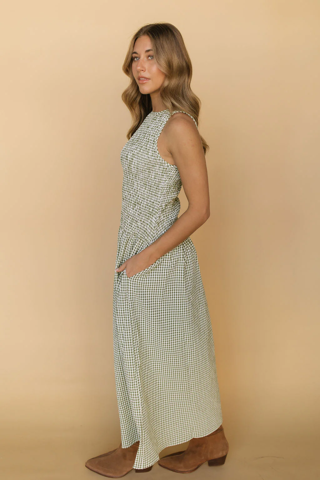 Annabelle Gingham Maxi in Green - Image 3