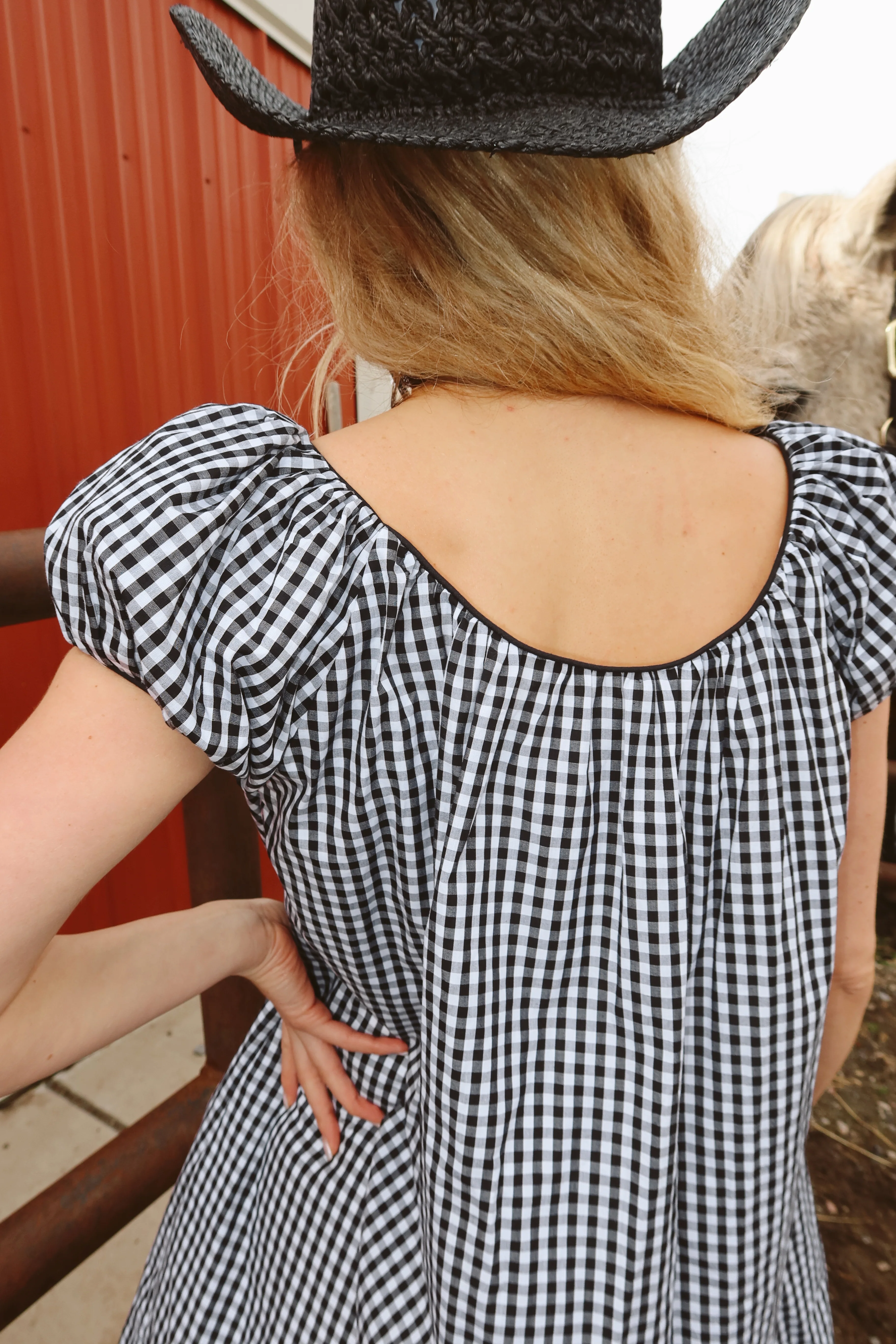 Aspyn Gingham Babydoll in Black - Image 7