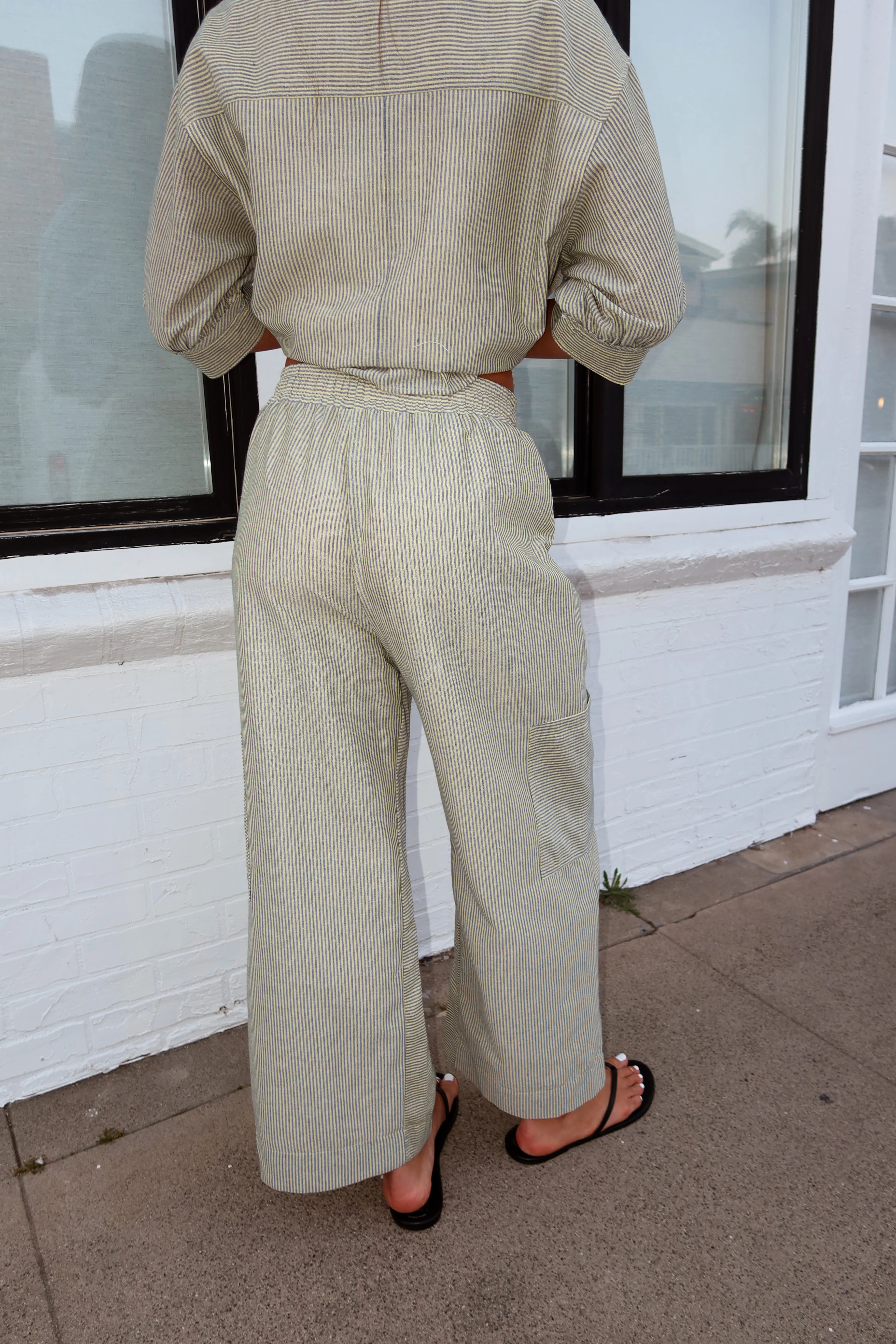 Bailey Pinstripe Pants in Yellow & Blue - Image 5