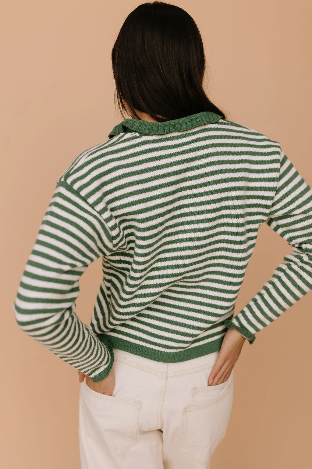 Bennie Stripe Cardigan in Green - Image 3