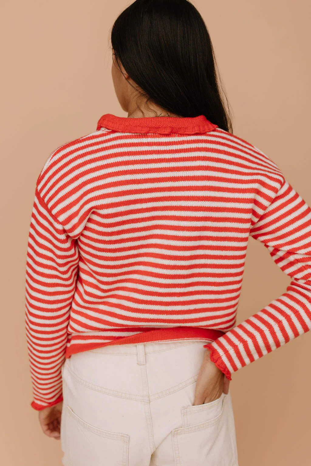 FINAL SALE - Bennie Stripe Cardigan in Red - Image 3