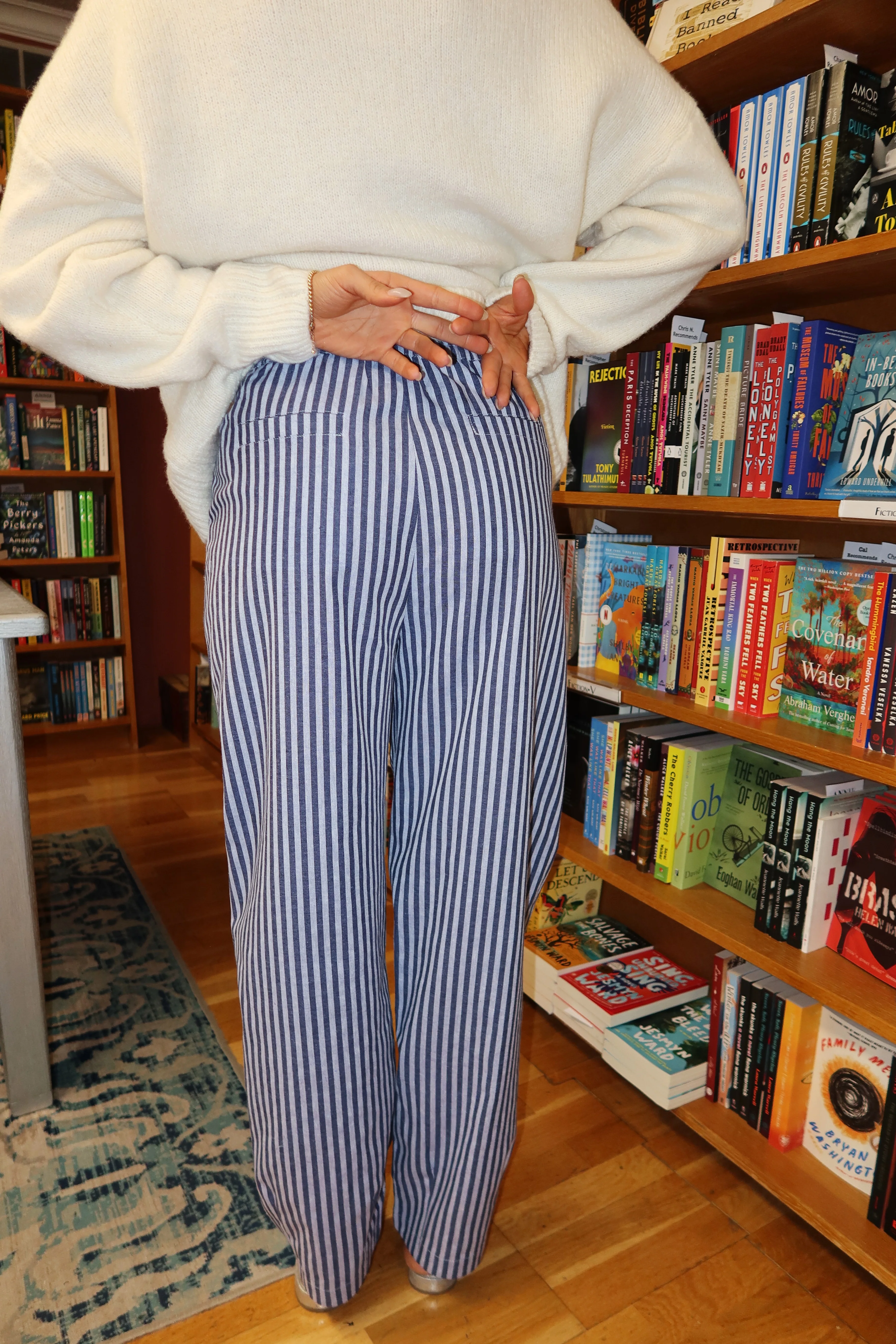 Benson Stripe Pants in Navy - Image 3