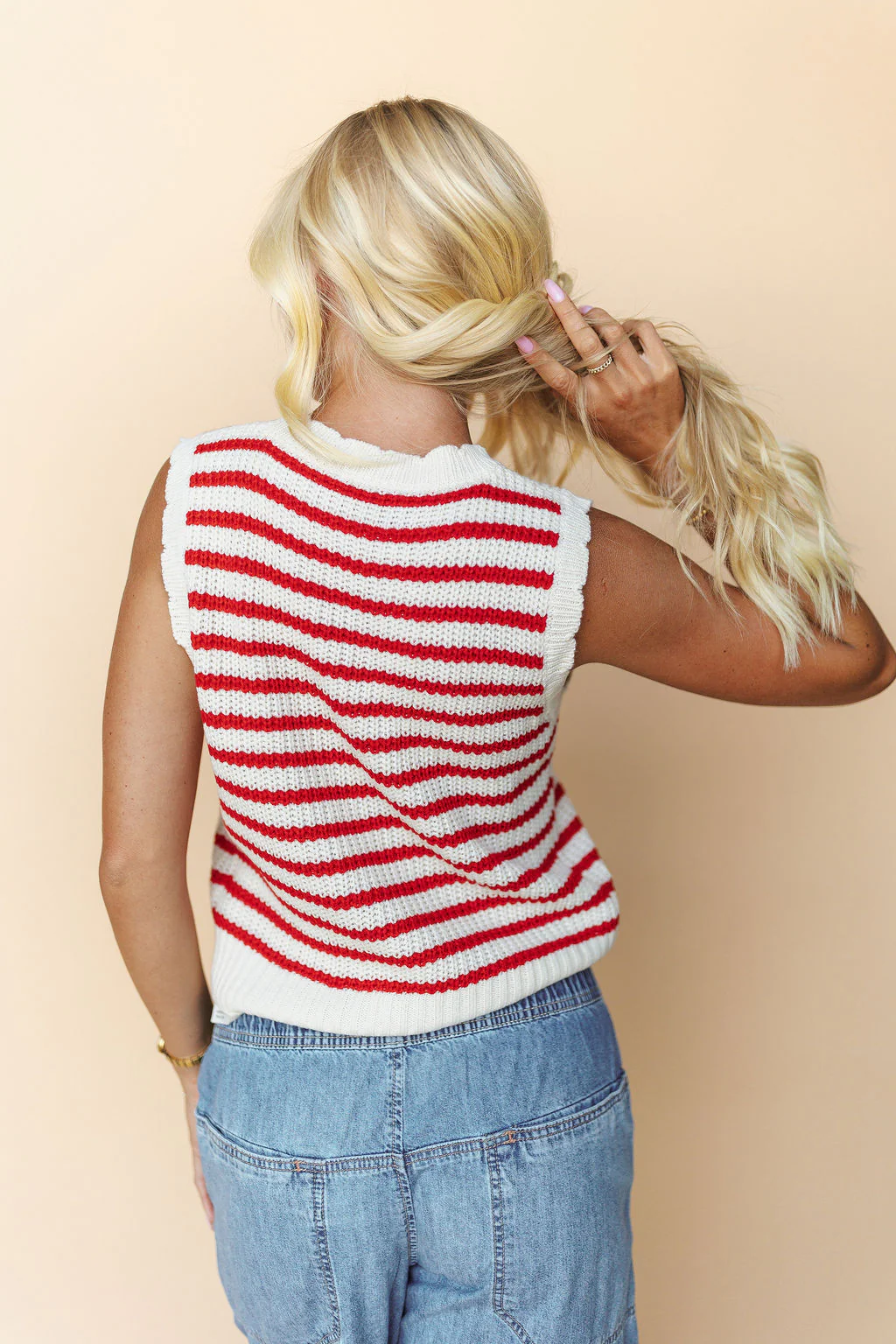 Beth Stripe Vest in Red - Image 4