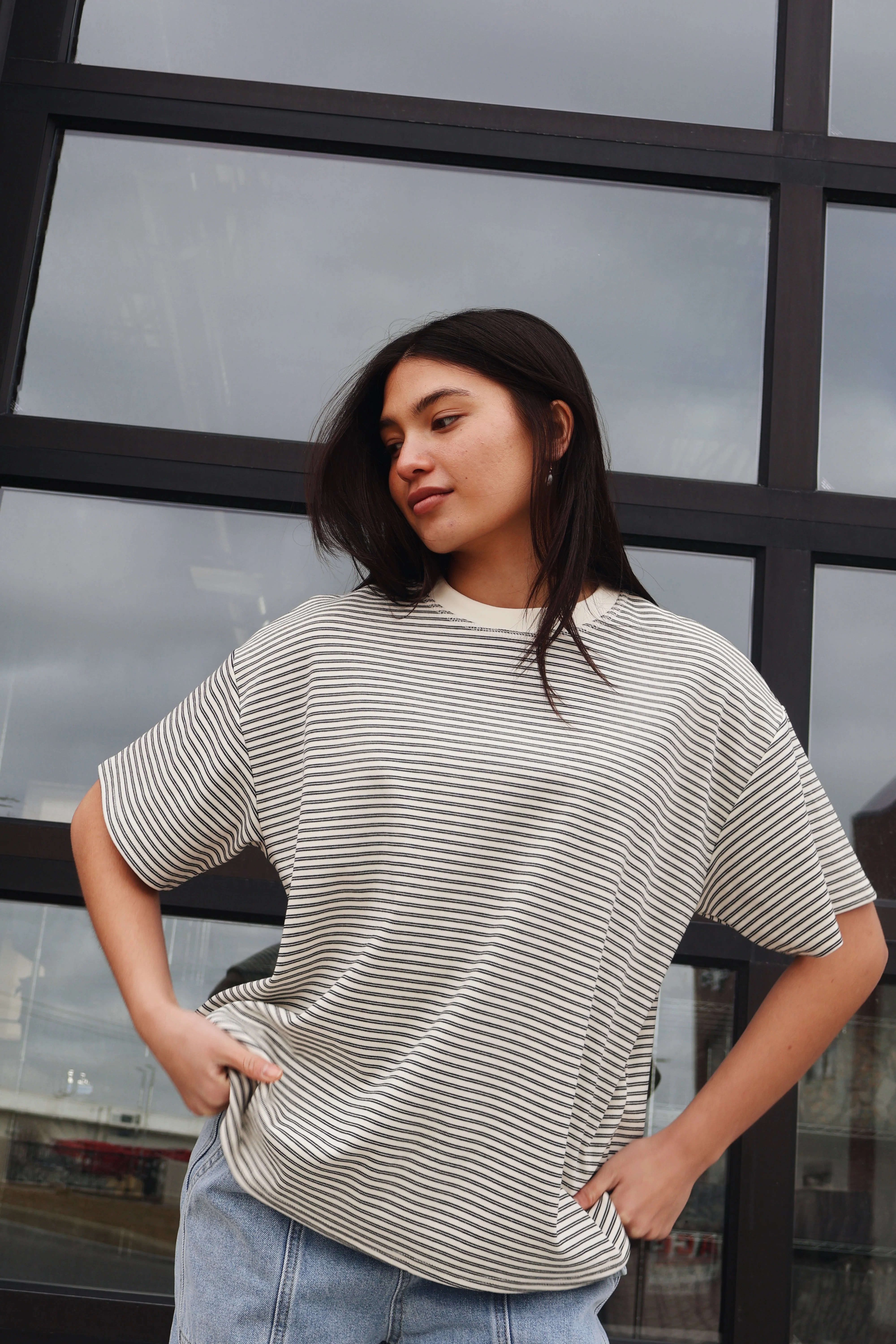 Billie Stripe Tee in Ivory - Image 3