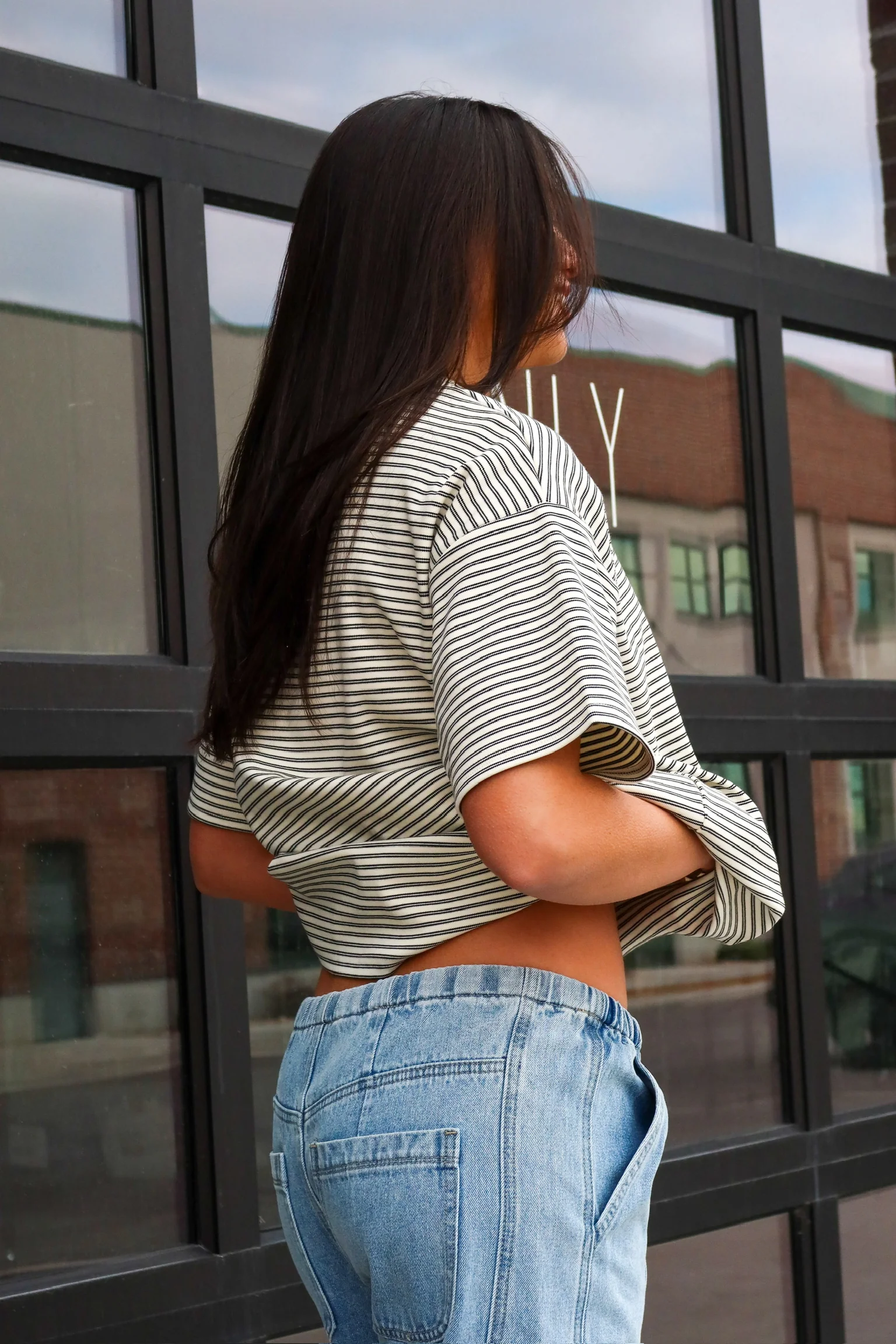 Billie Stripe Tee in Ivory - Image 5