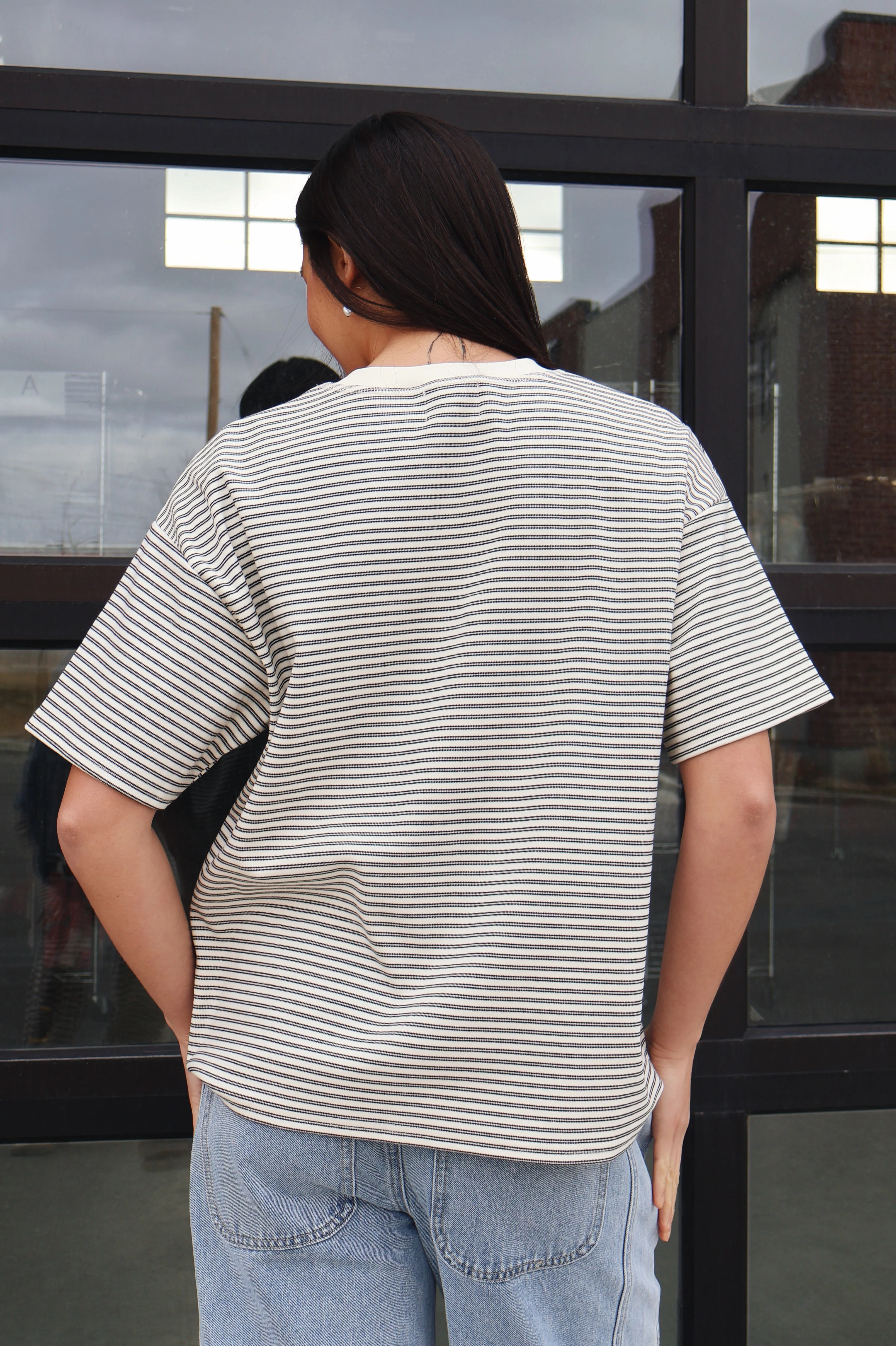 Billie Stripe Tee in Ivory - Image 6
