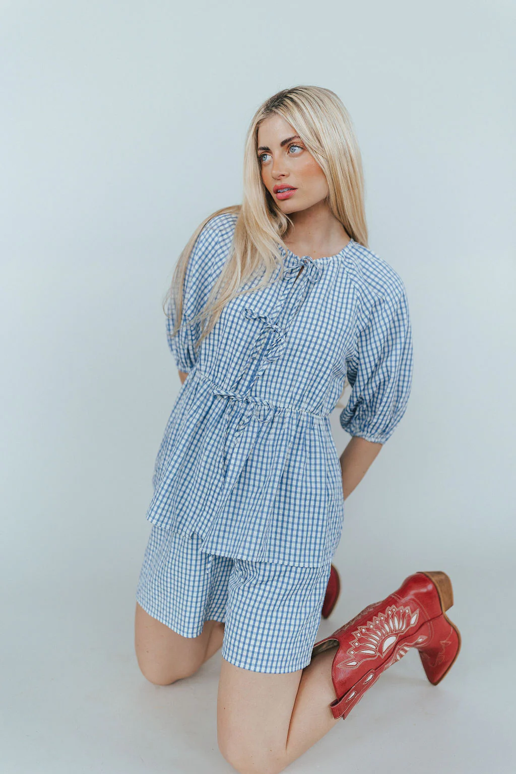 Blueberry Fields Gingham Tie Top - Image 10