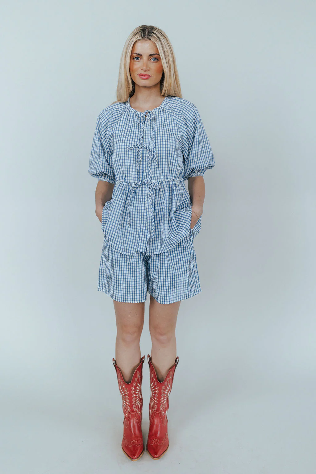 Blueberry Fields Gingham Tie Top - Image 3