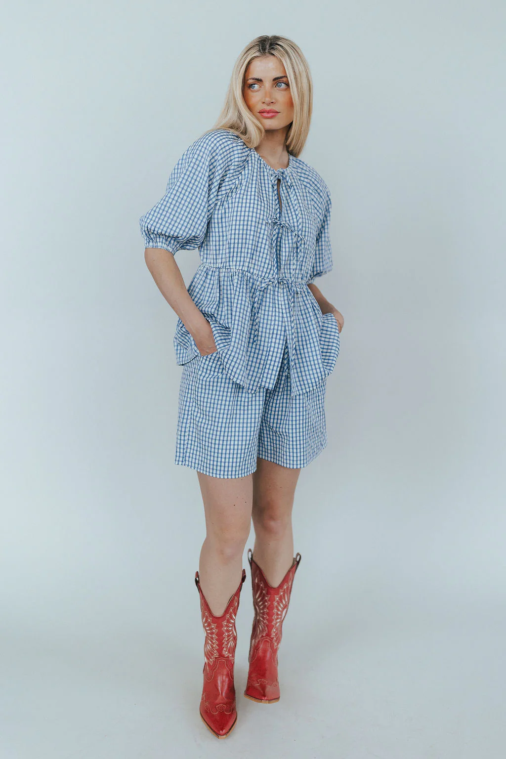 Blueberry Fields Gingham Tie Top - Image 4