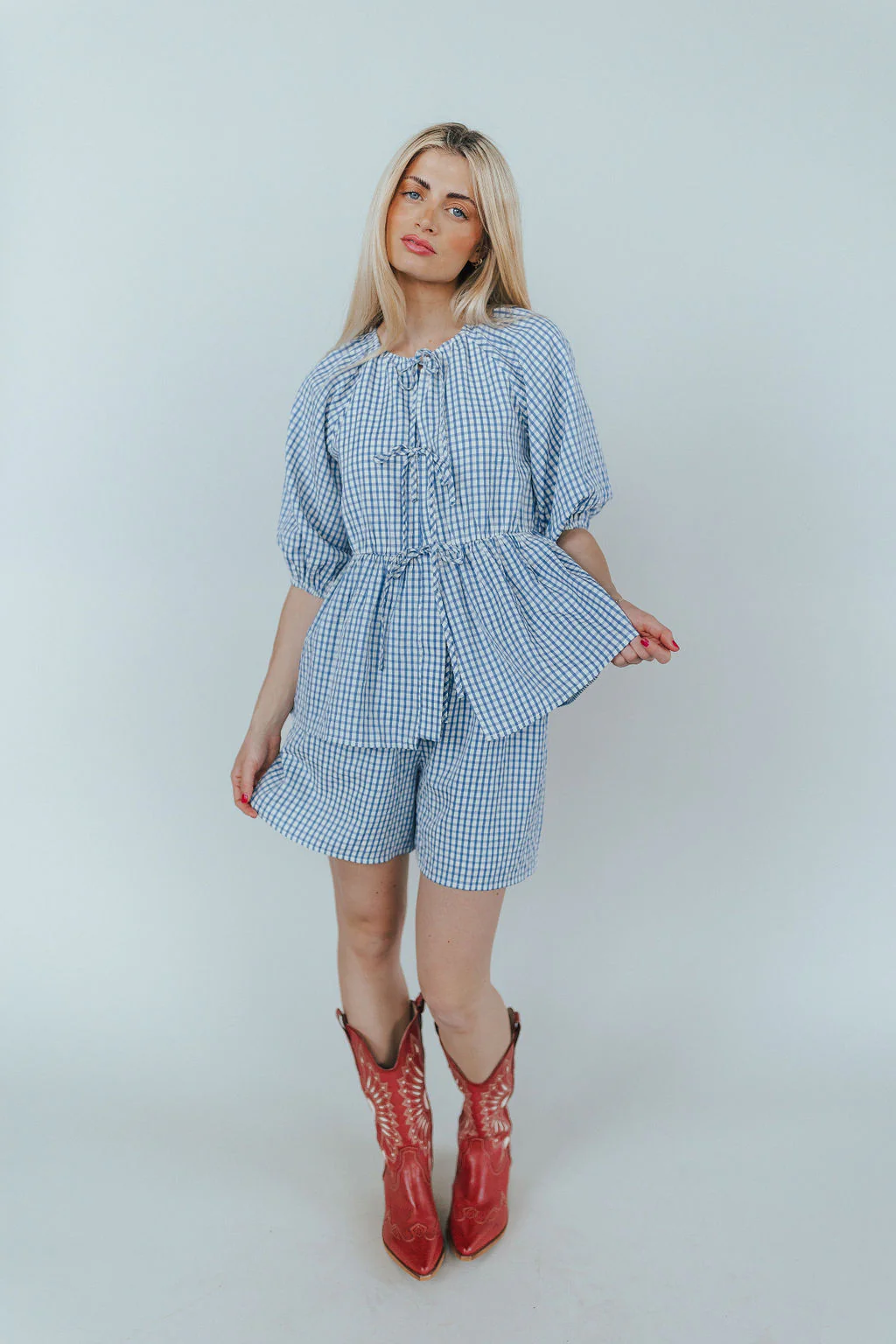 Blueberry Fields Gingham Tie Top - Image 5