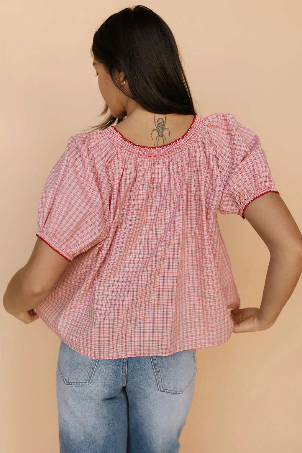 Bree Plaid Blouse in Red - Image 6