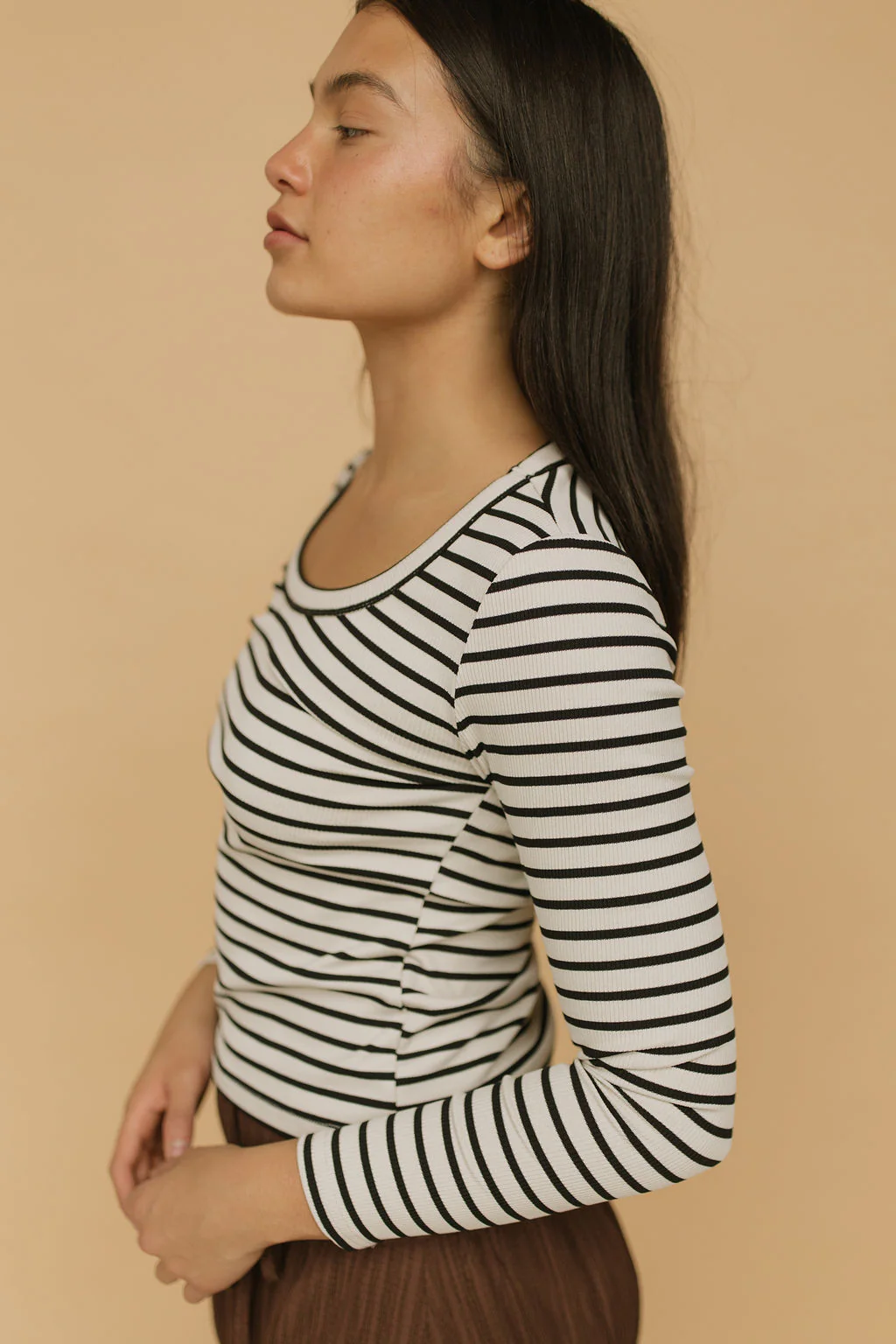 FINAL SALE - Bria Stripe Long Sleeve in Ivory - Image 3