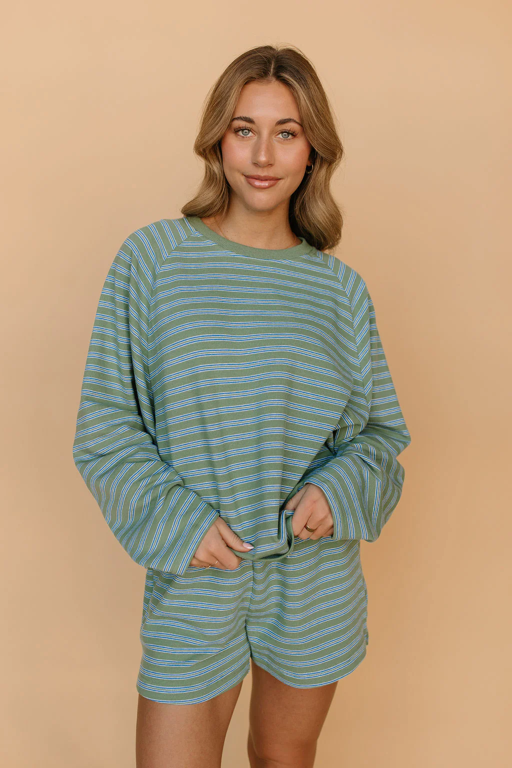 Britton Stripe Long Sleeve in Sage - Image 2