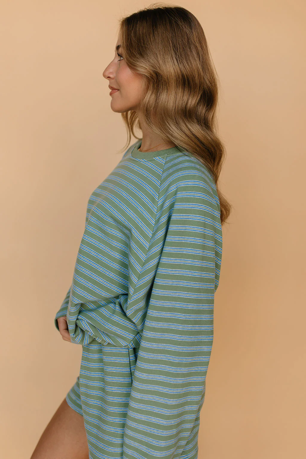 Britton Stripe Long Sleeve in Sage - Image 3