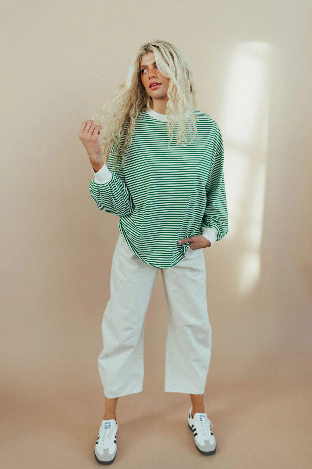 Cameron Stripe Top in Green - Image 5