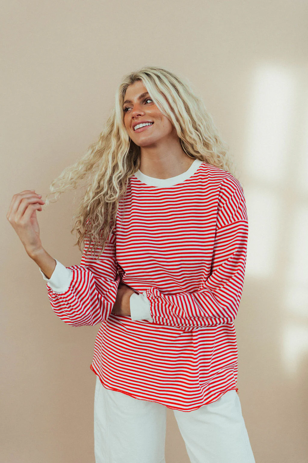 Cameron Stripe Top in Red - Image 5
