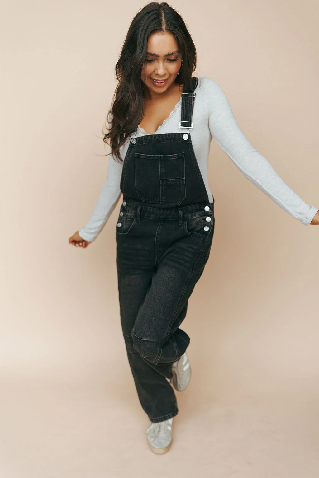 Carly Denim Barrel Overalls in Black - Image 4