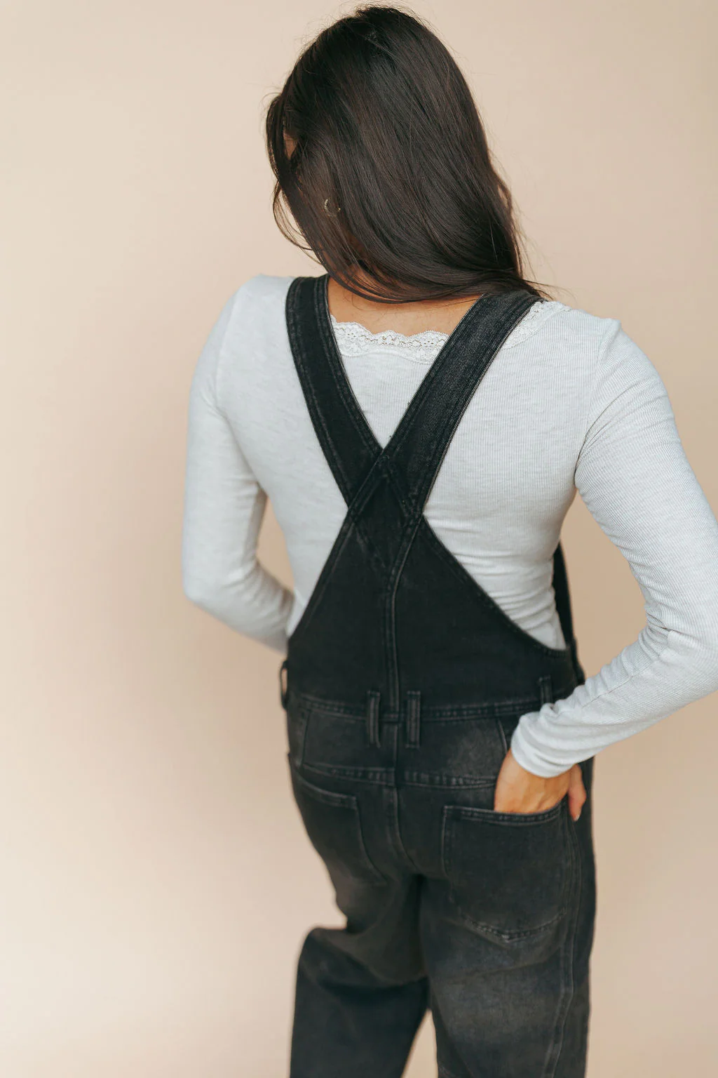 Carly Denim Barrel Overalls in Black - Image 5