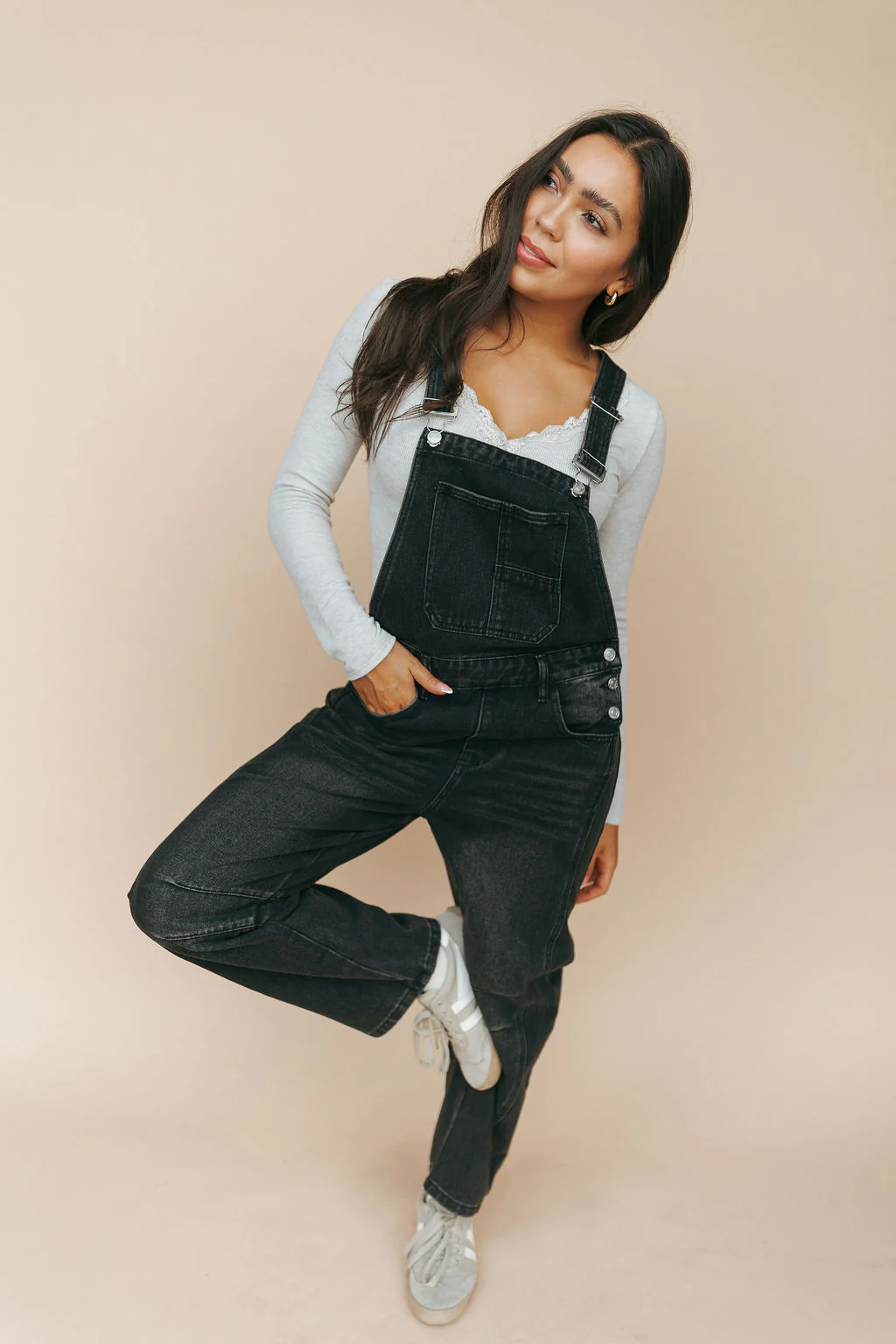 Carly Denim Barrel Overalls in Black - Image 6