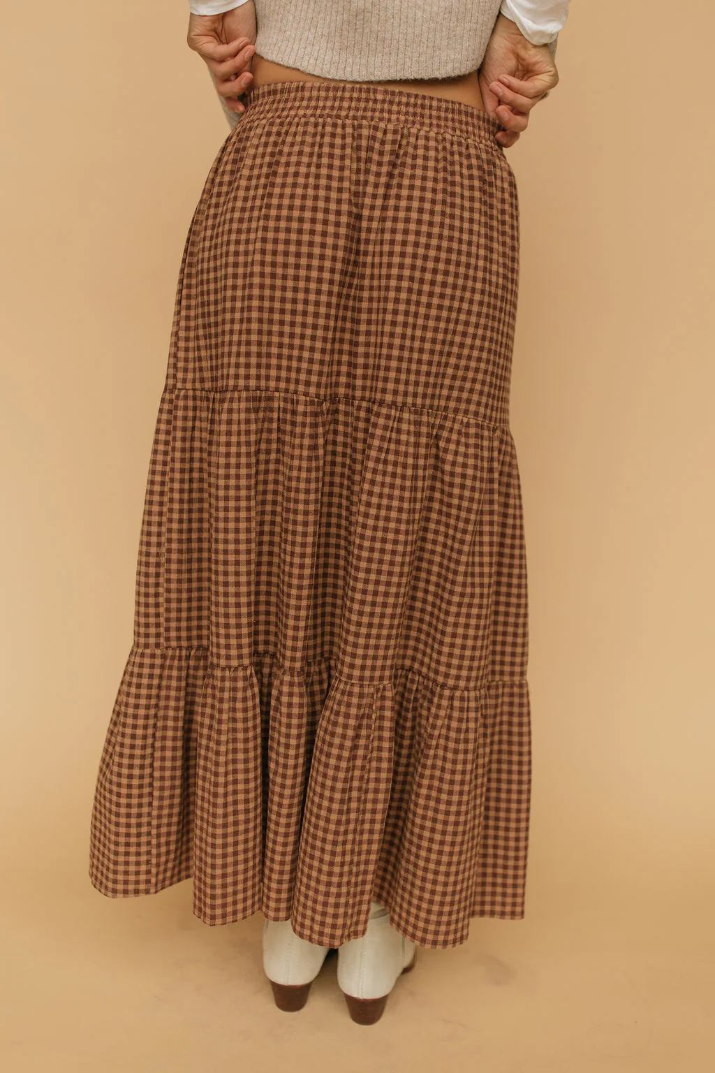Carmen Gingham Skirt in Brown - Image 3
