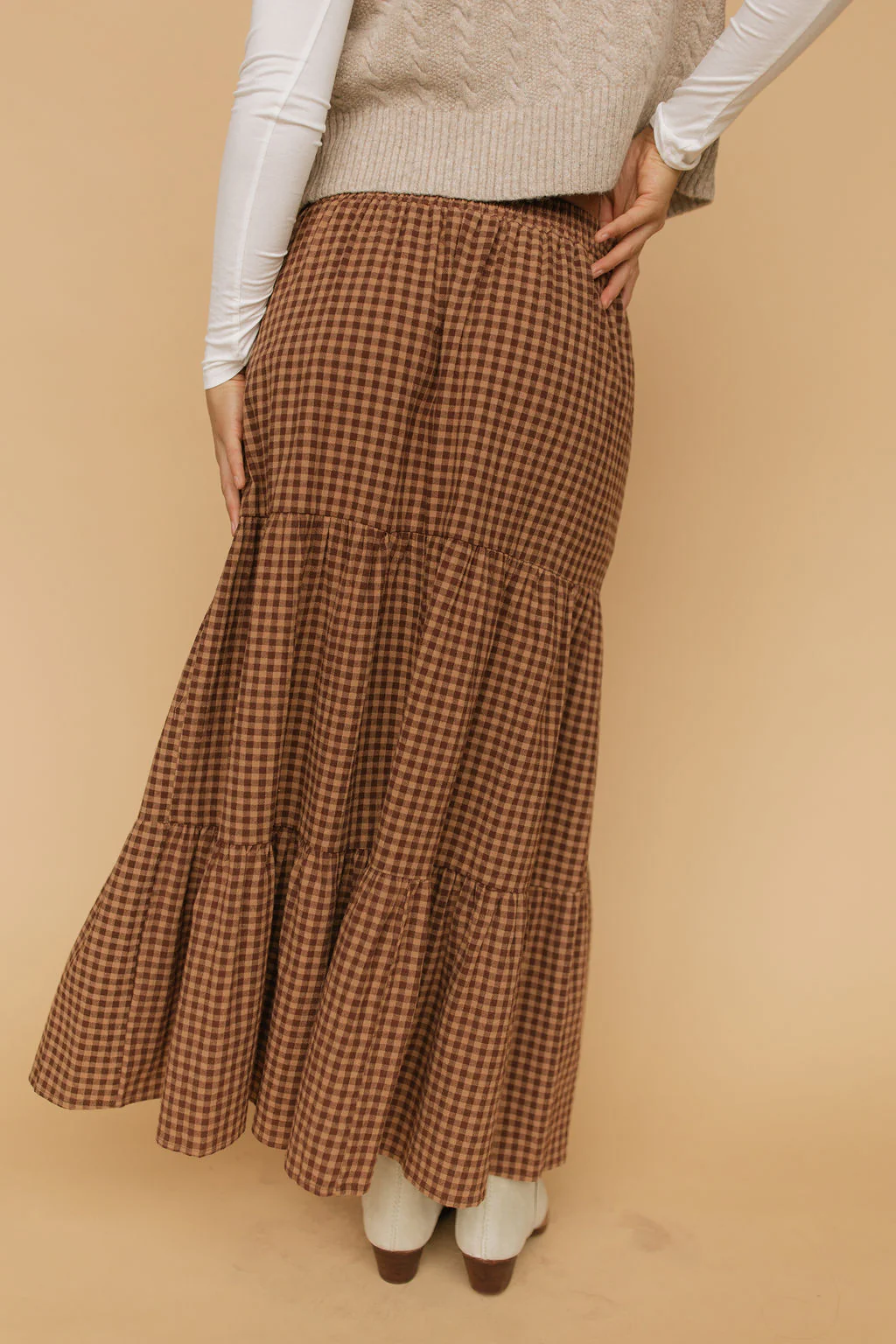 Carmen Gingham Skirt in Brown - Image 4