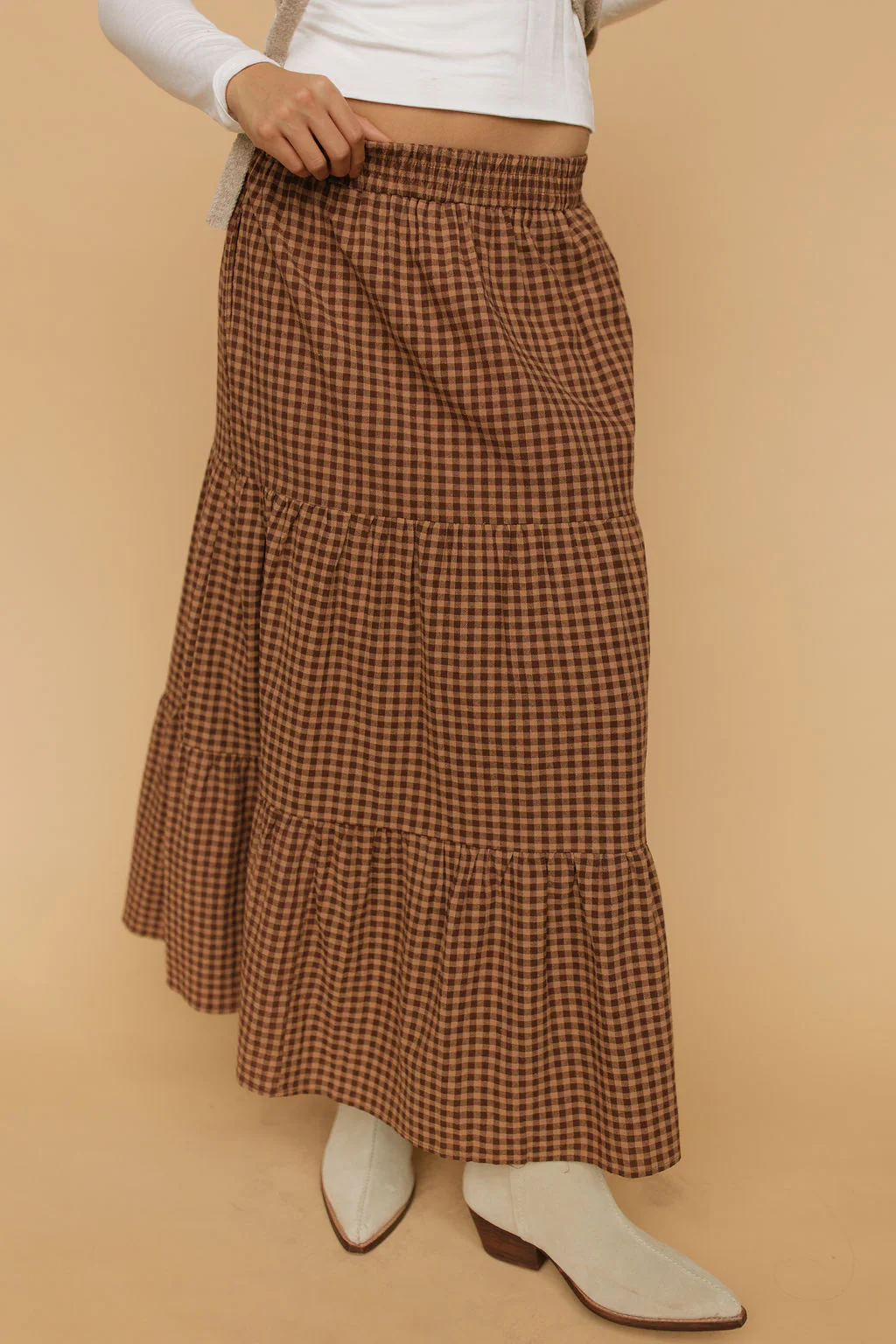 Carmen Gingham Skirt in Brown - Image 5