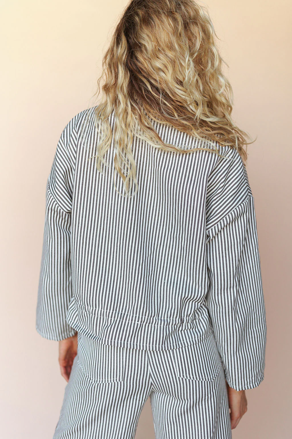 FINAL SALE - Casey Pinstripe Jacket in Mocha - Image 5