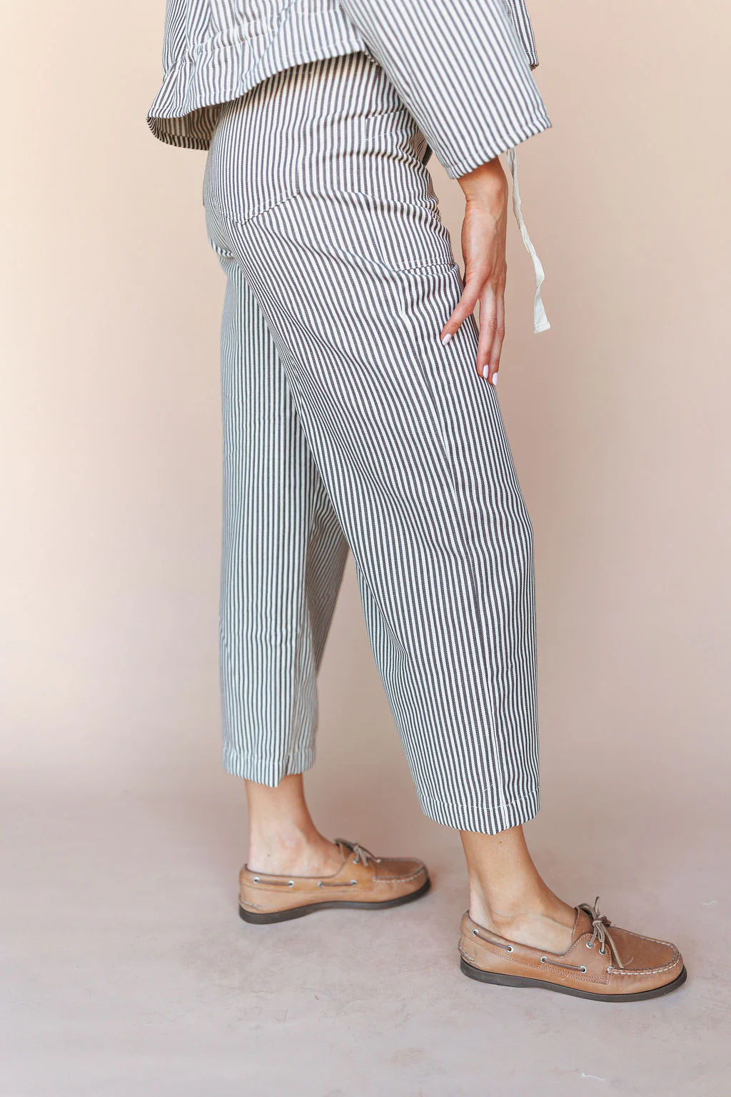 Casey Pinstripe Pants in Mocha - Image 3