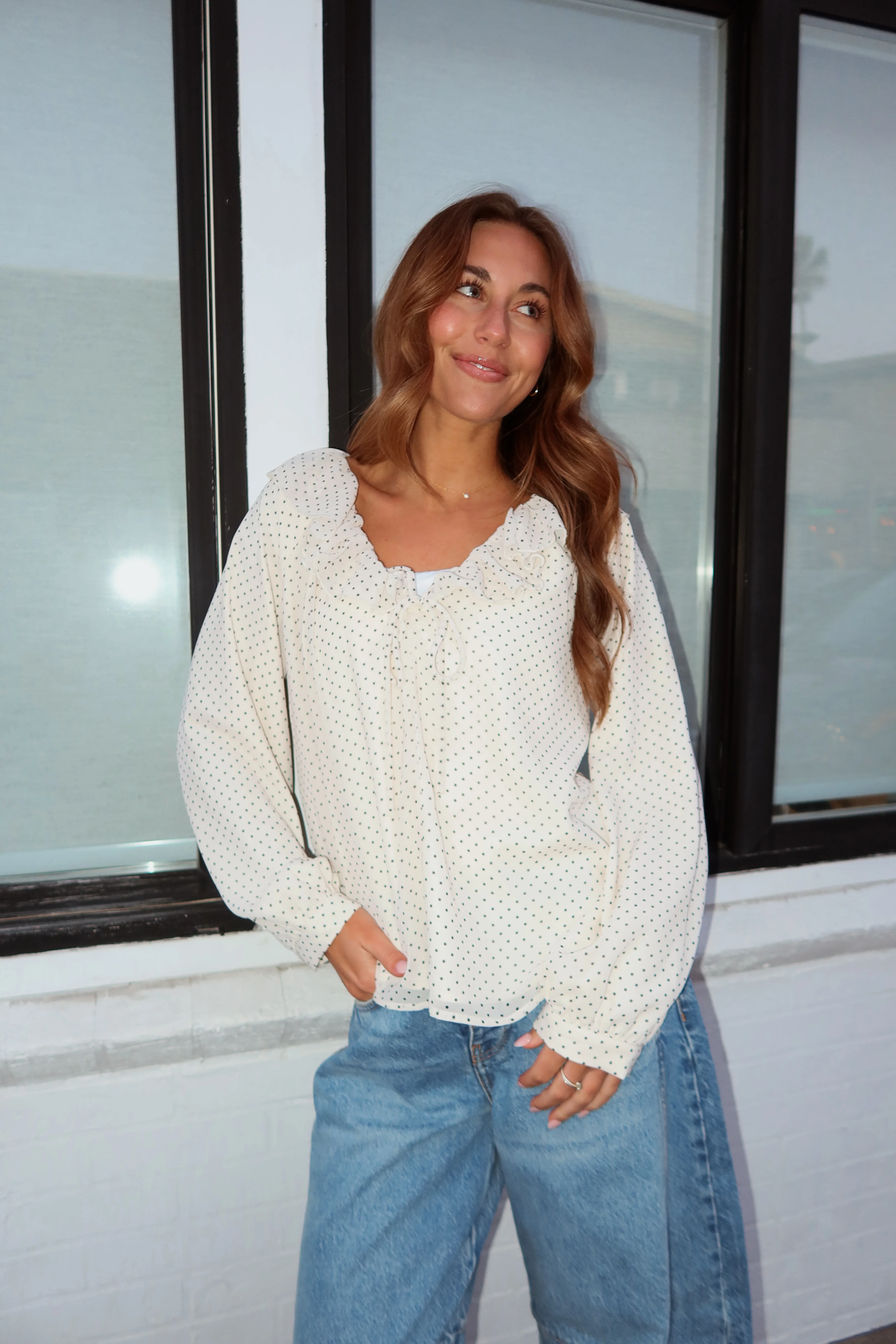 Cherie Polka Dot Ruffle Top - Image 6