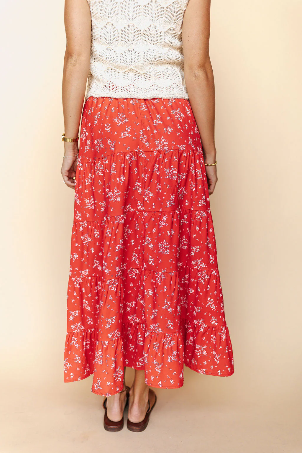 Cherry Blossom Maxi Skirt in Red - Image 3