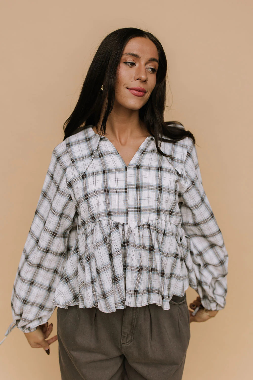 Corinne Plaid Peplum - Image 3