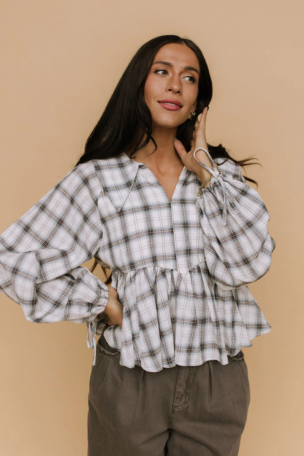 Corinne Plaid Peplum - Image 4