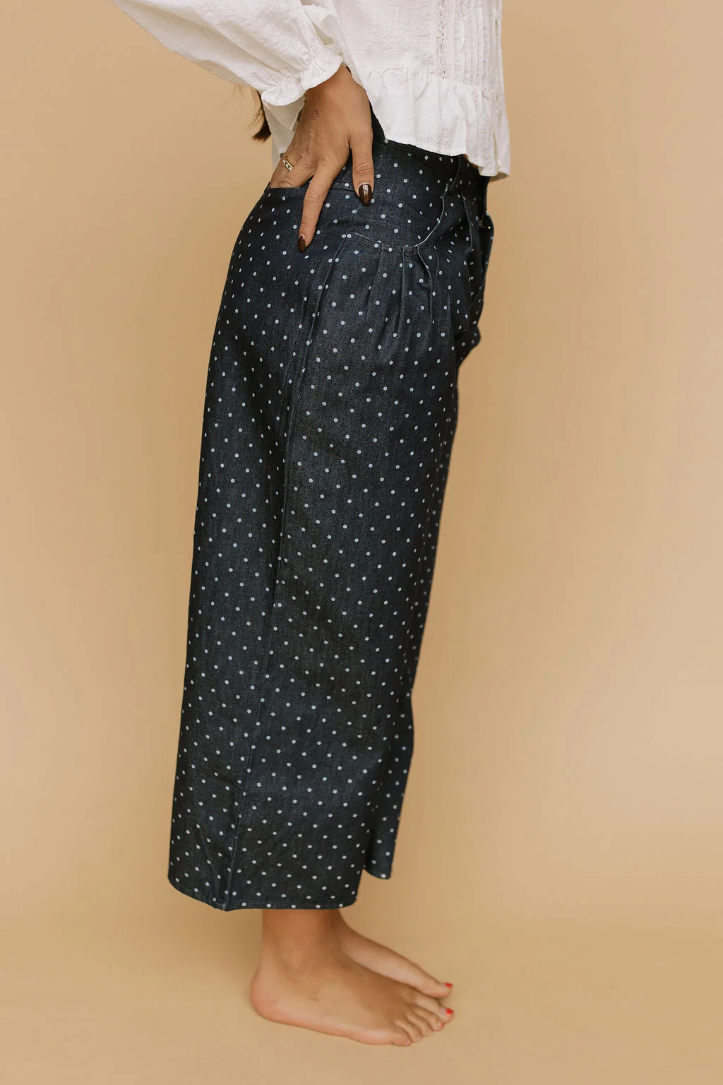 FINAL SALE - Denim Dot Pants in Blue - Image 3