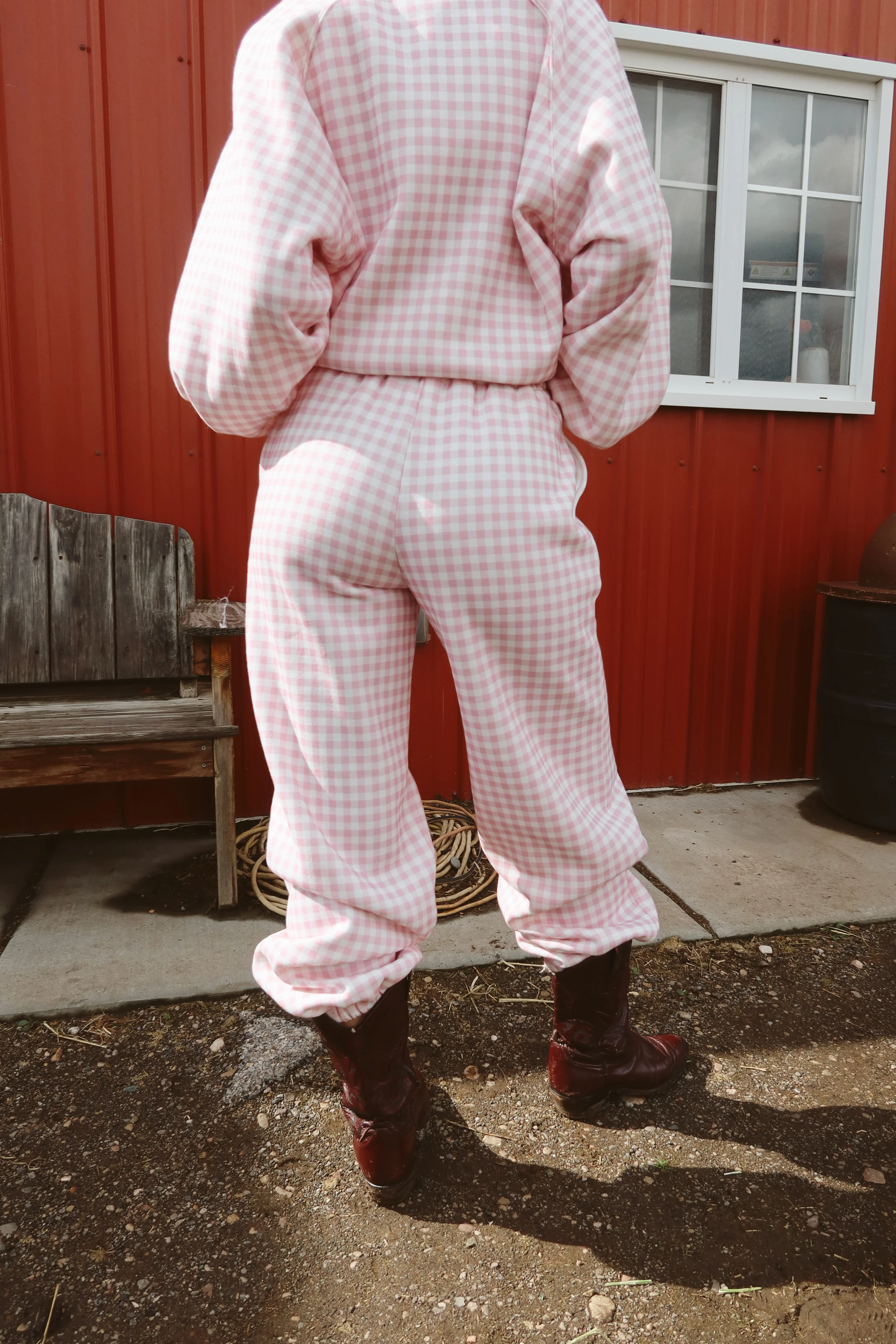 Dolly Gingham Joggers in Pink - Image 7