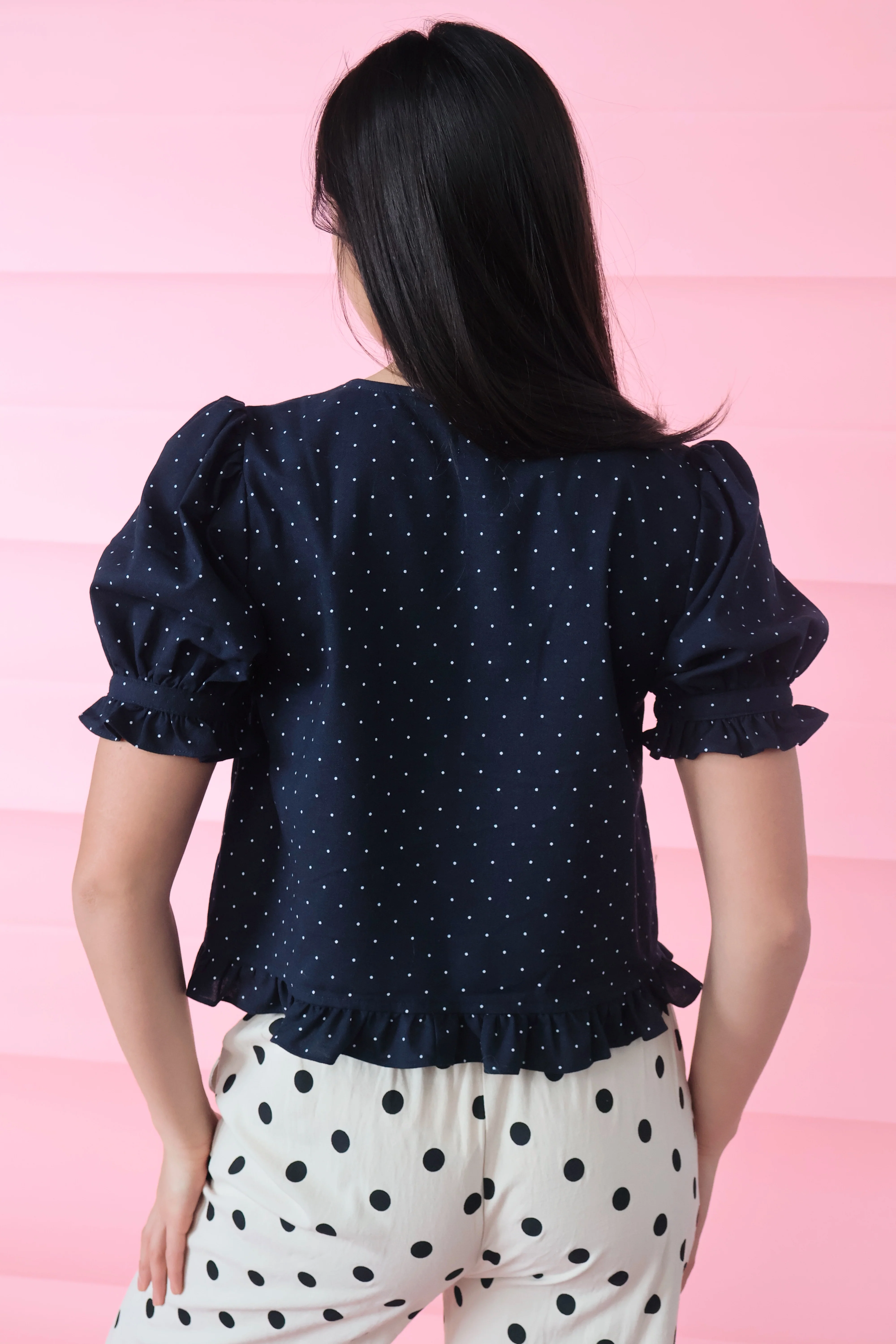 Dot Darling Blouse in Navy - Image 2