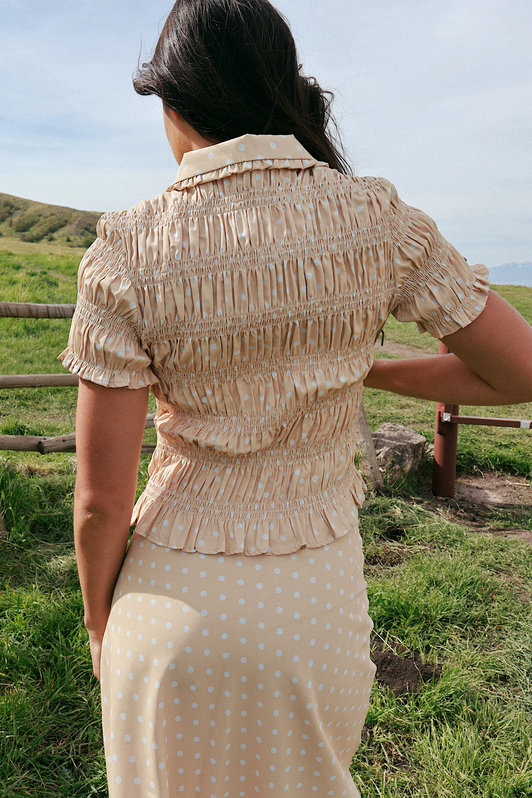 Dot Noir Smocked Top - Image 10