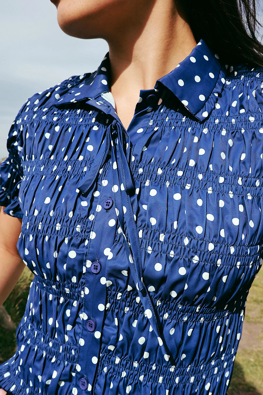 Dot Noir Smocked Top - Image 4