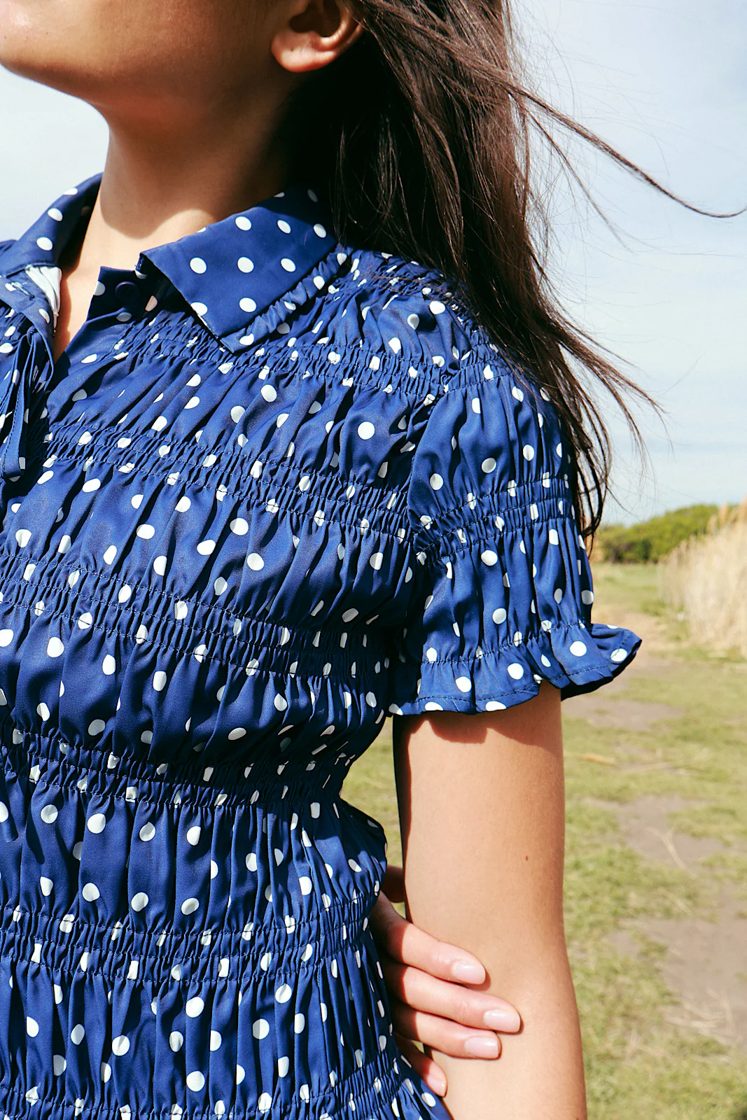 Dot Noir Smocked Top - Image 6
