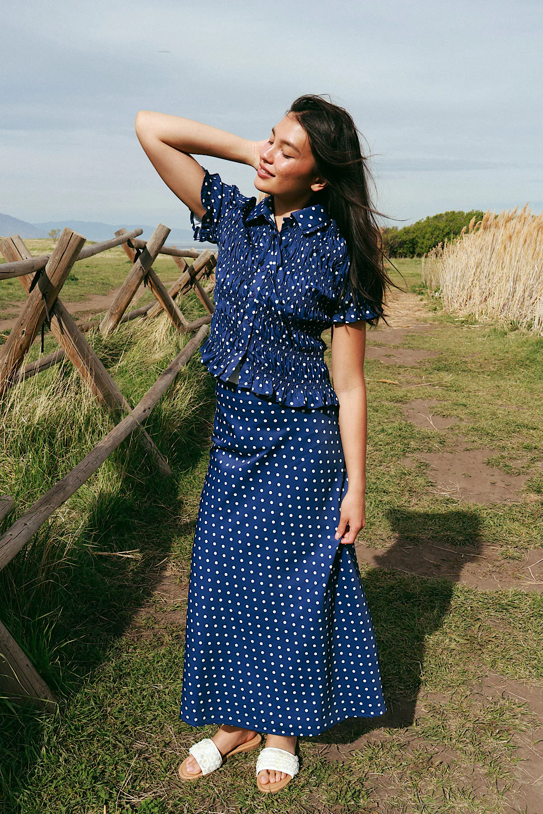 Dot Noir Smocked Top - Image 7