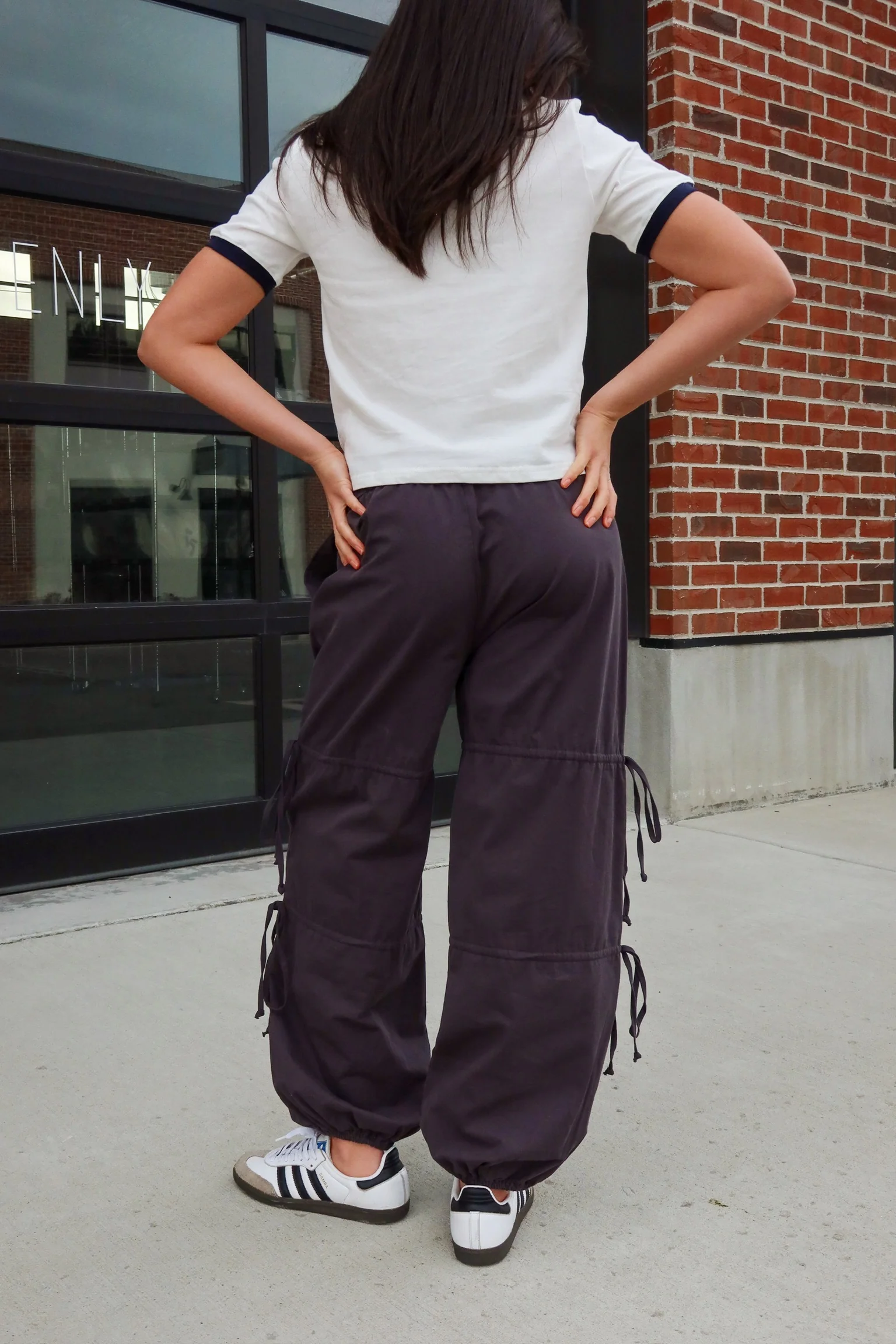 Downtown Side Tie Jogger Pants in Charcoal - Image 6