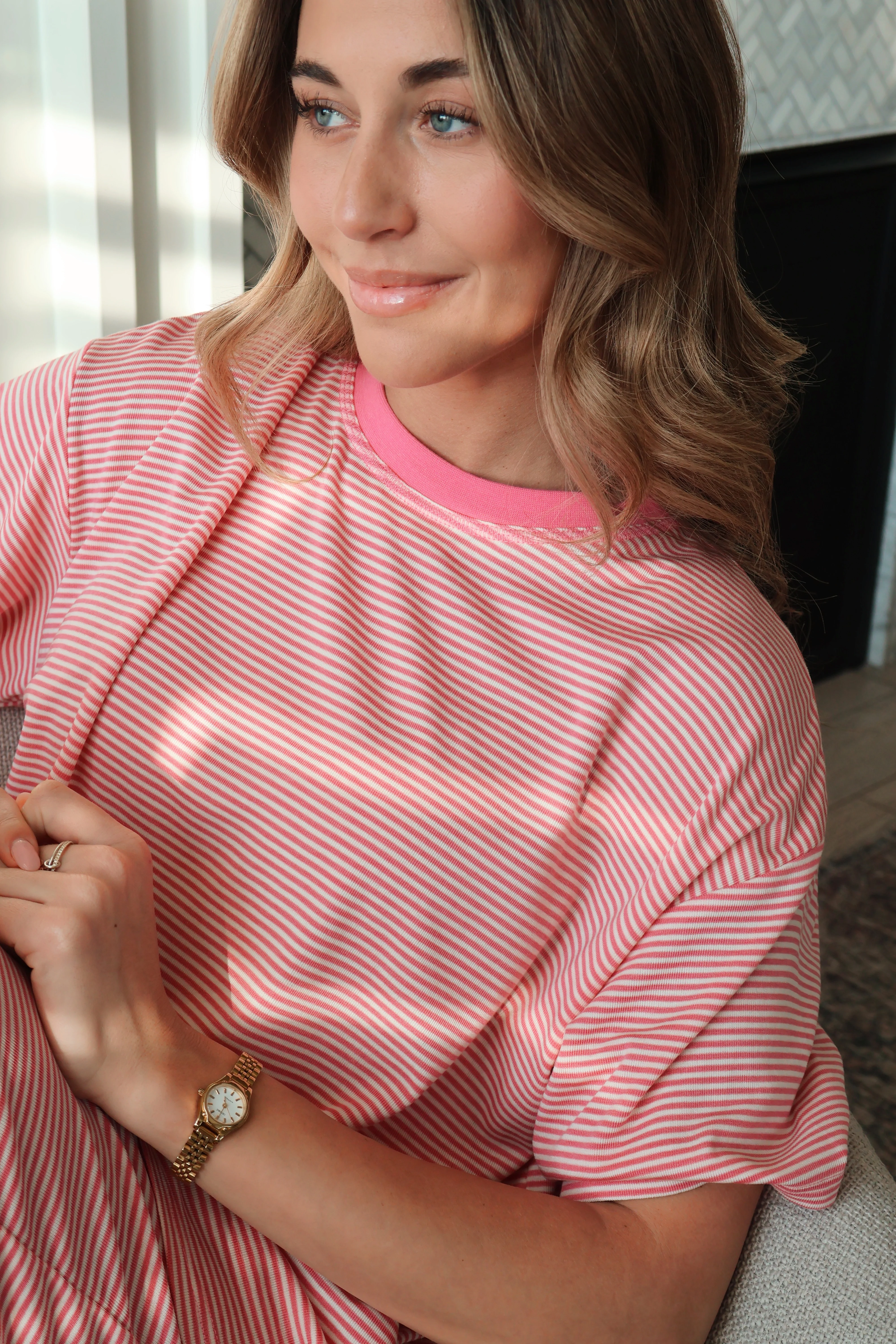 Dreamy Days Stripe Ribbed Pants in Bubblegum - Image 3
