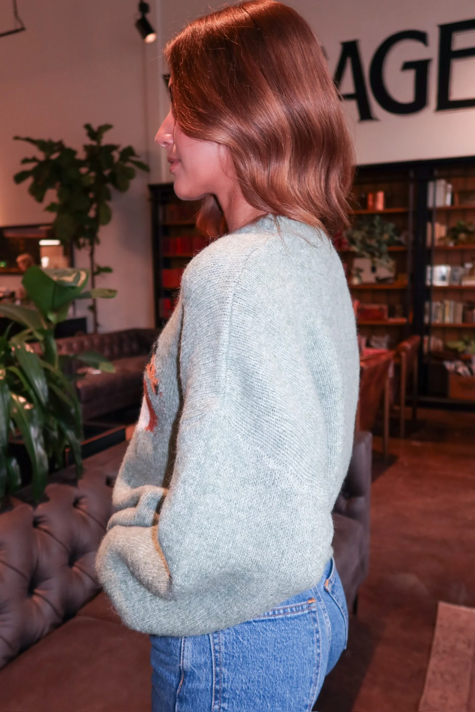 Duck Knit Sweater in Sage - Image 5