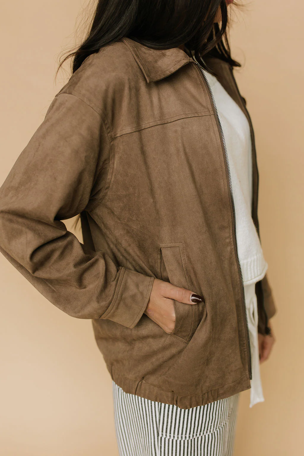 Egan Suede Bomber Jacket - Image 4