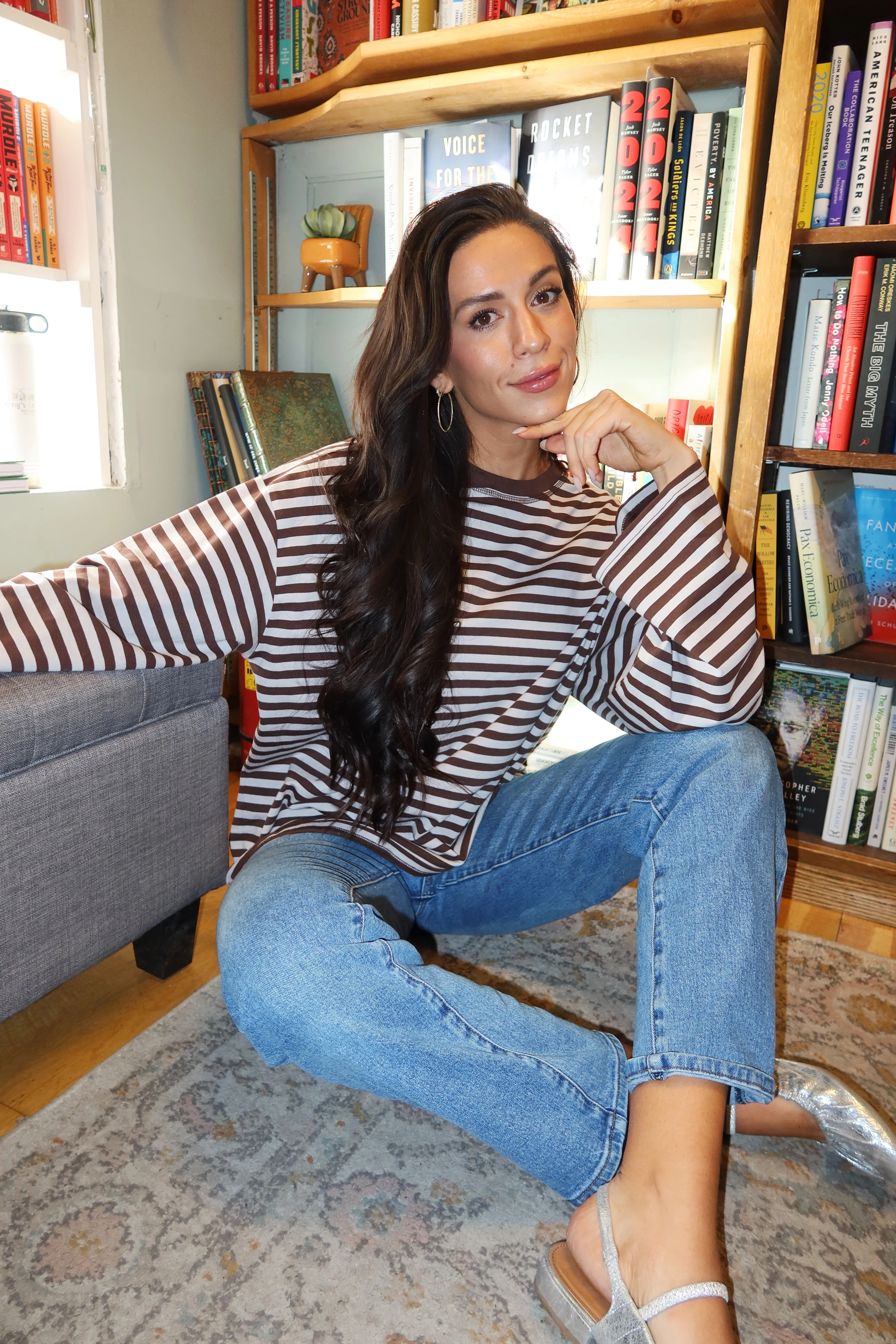 Elias Stripe Top in Grey - Image 2