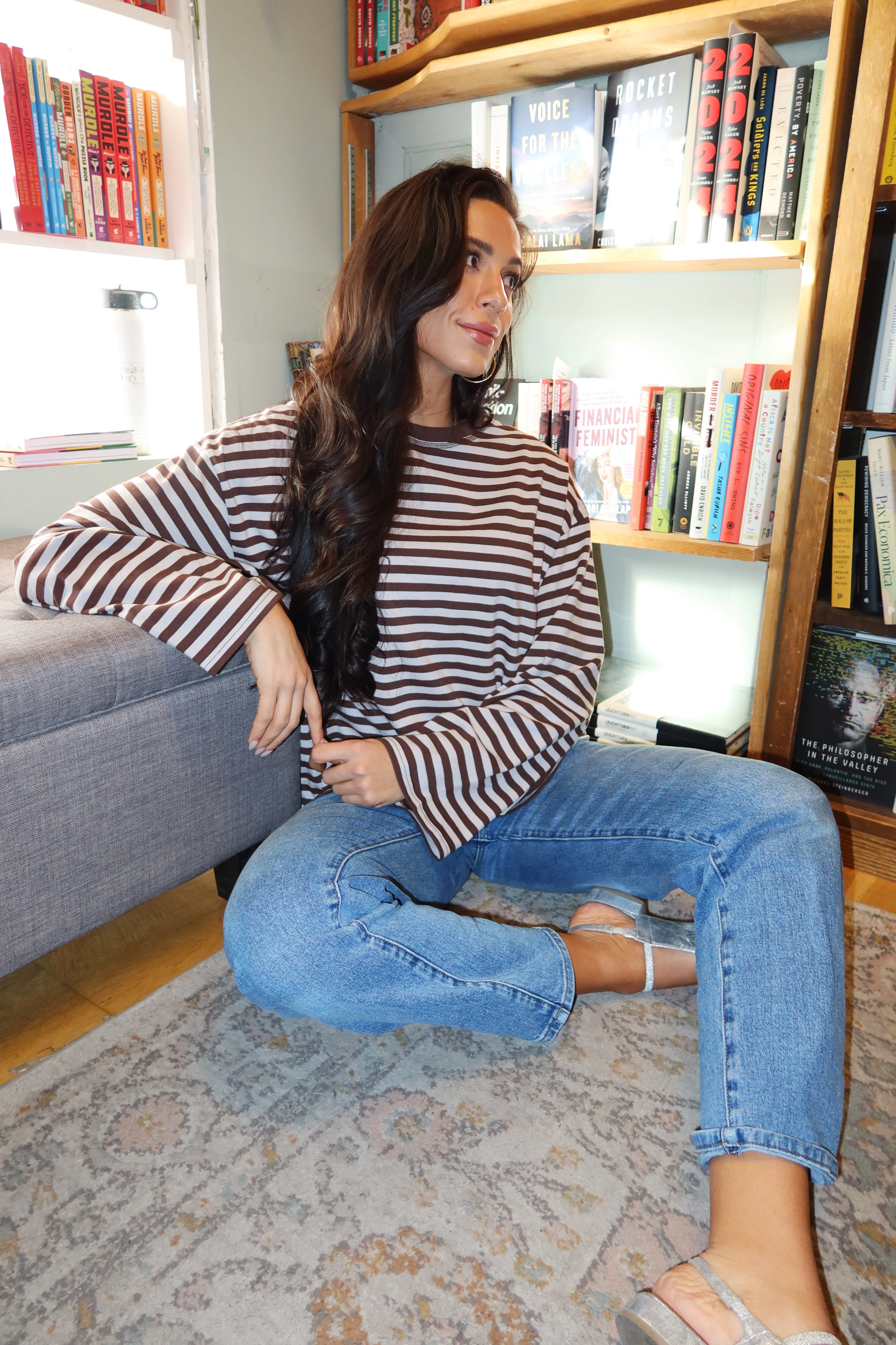 Elias Stripe Top in Grey - Image 4