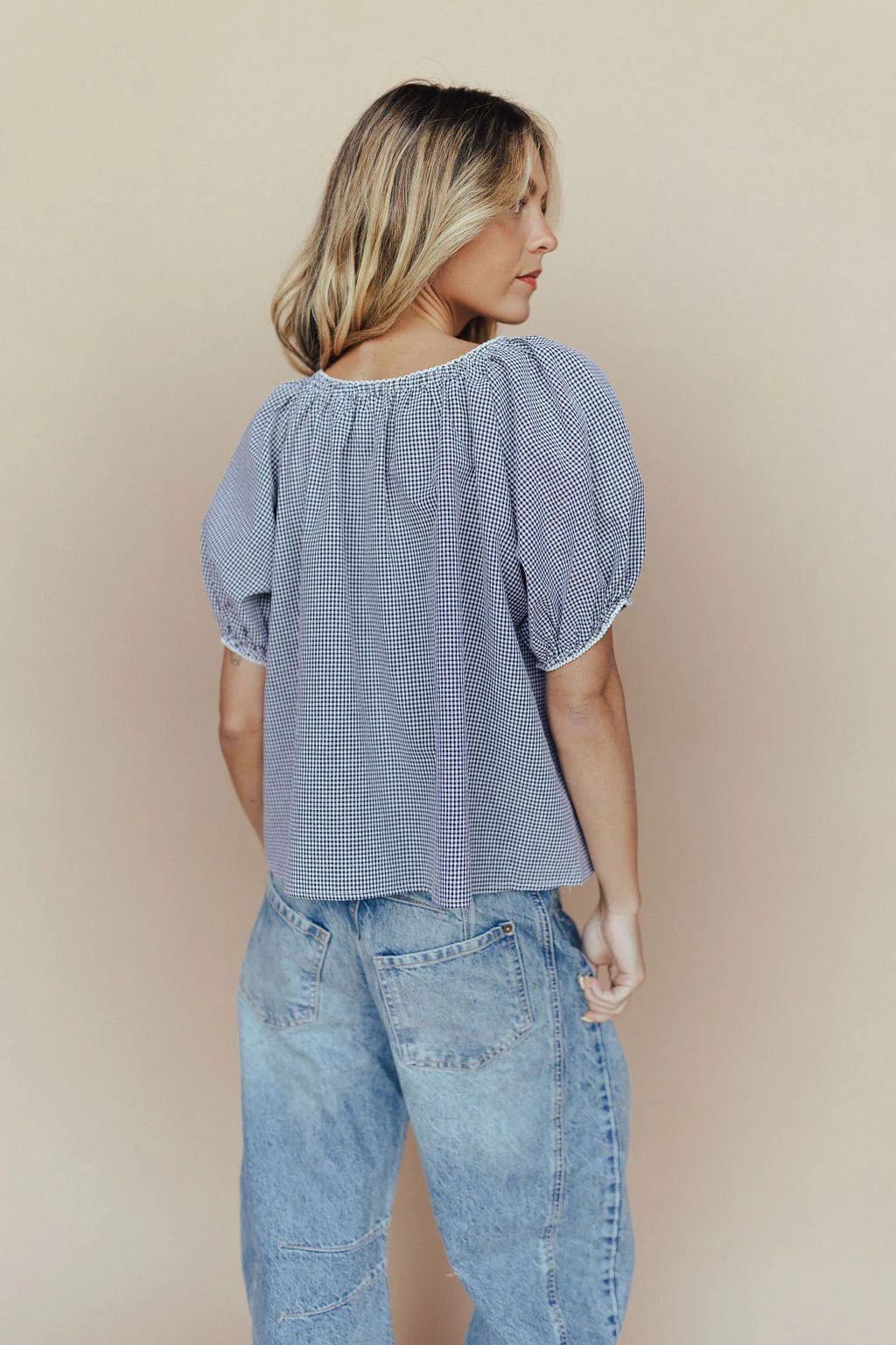 Eliza Gingham Blouse In Black - Image 5