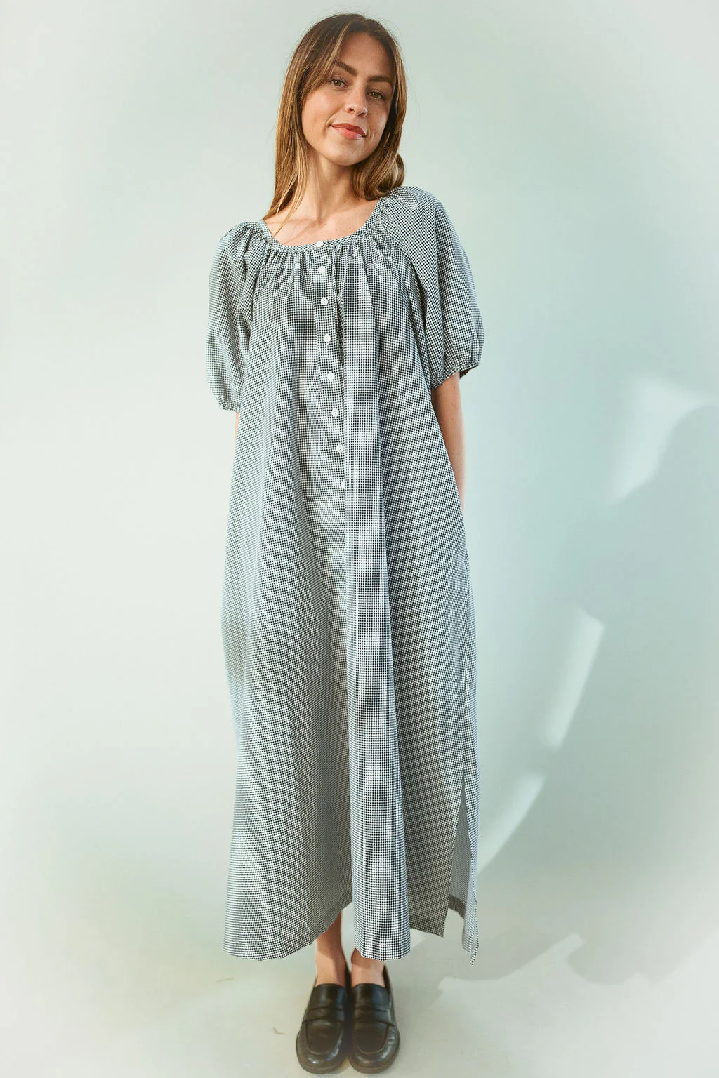 Eliza Gingham Maxi Dress in Black - Image 4